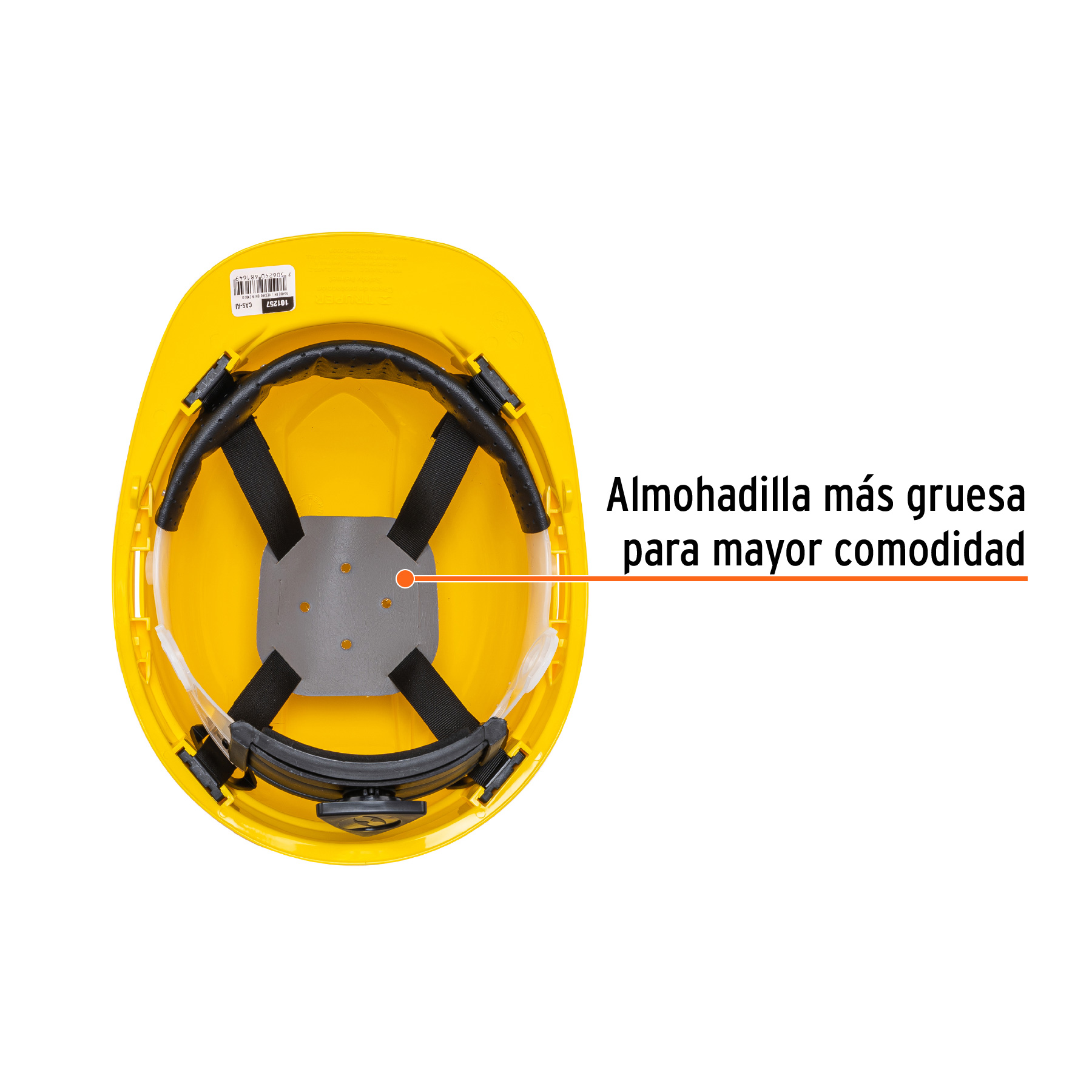 Casco de Seguridad Ventilado, Ajuste de Matraca - Amarillo - Image 7