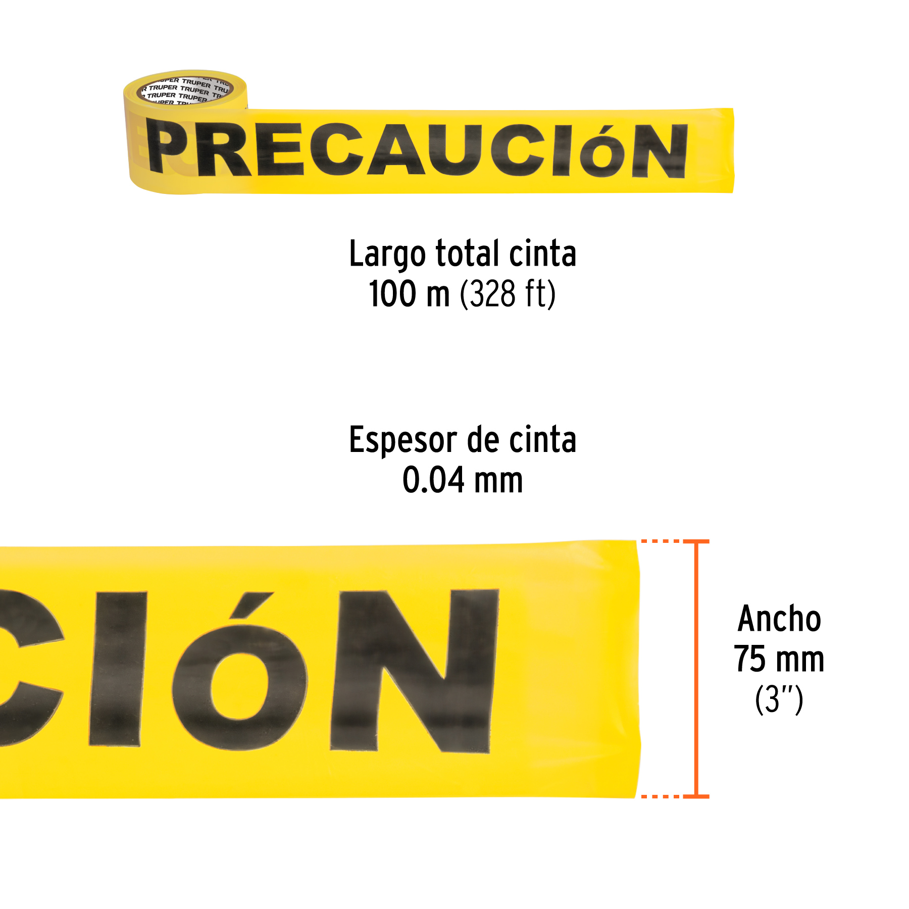 Rollo de de Cinta Delimitadora "precaución", Truper - 100 M - Image 6