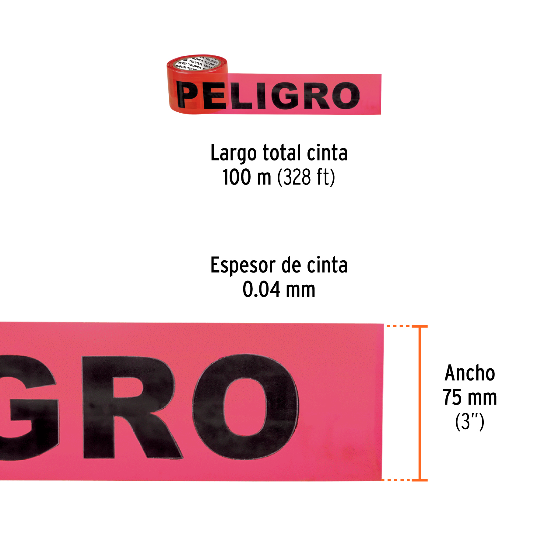 Rollo de de Cinta Delimitadora "peligro", Truper - 100 M - Image 3