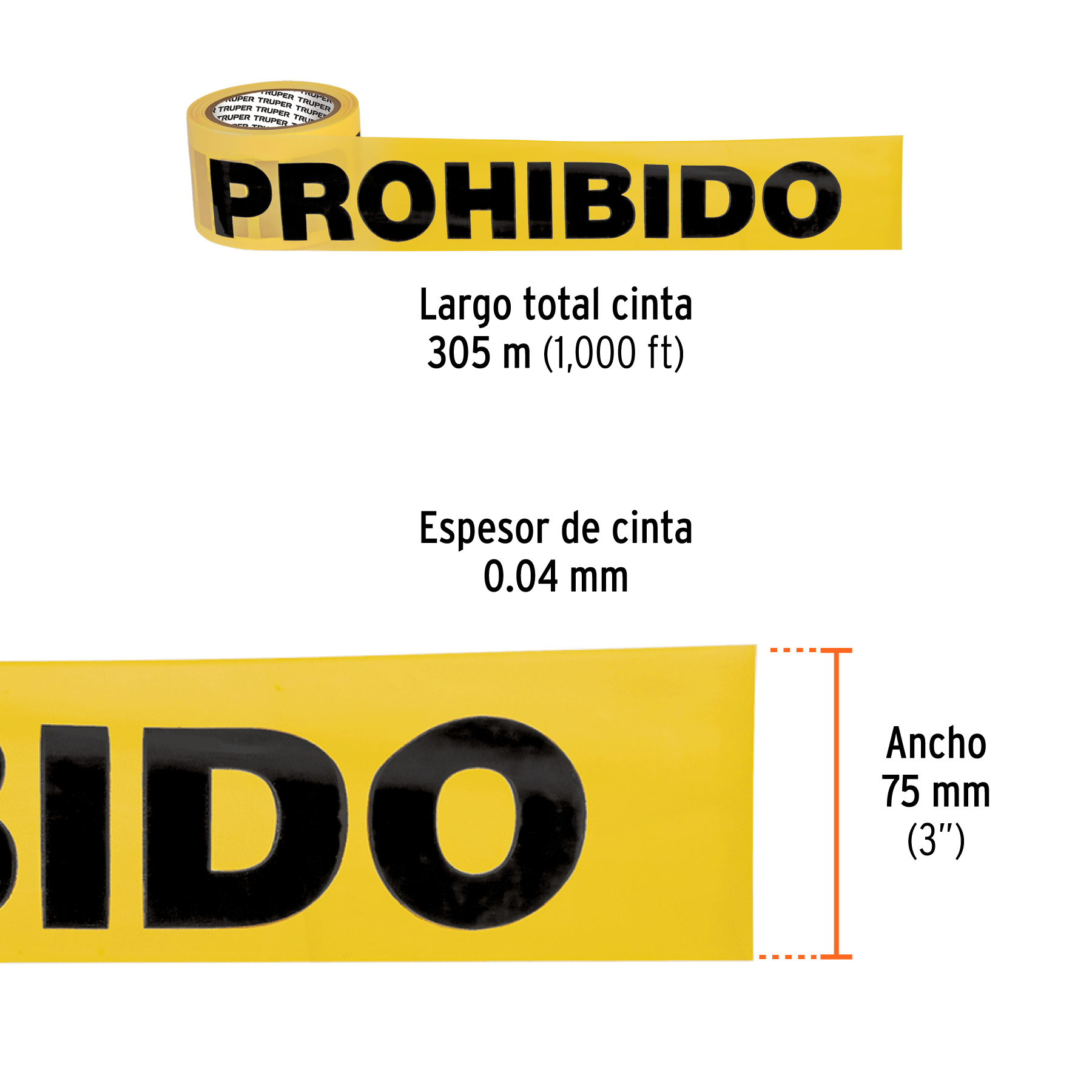 Rollo de de Cinta Delimitadora "prohibido", Truper - 305 M - Image 4