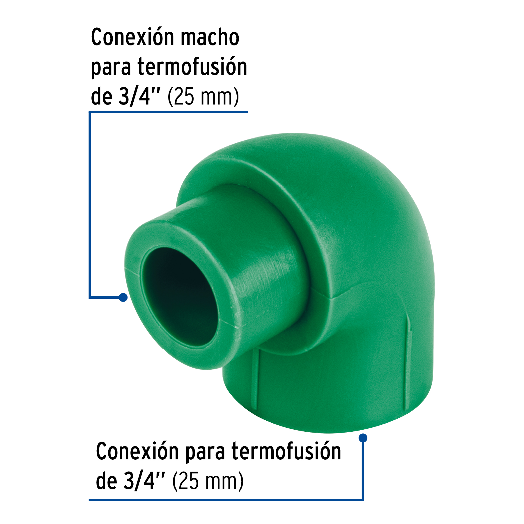 Codo 90° PPR, Macho-hembra, Foset - 3/4 Pulgadas - Image 2