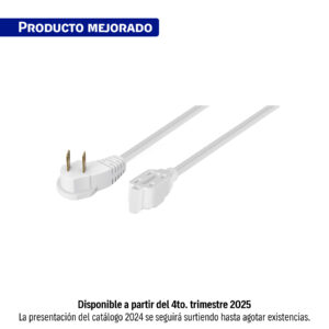 Extensión Eléctrica Doméstica Clavija Plana, Blanca - 4 M