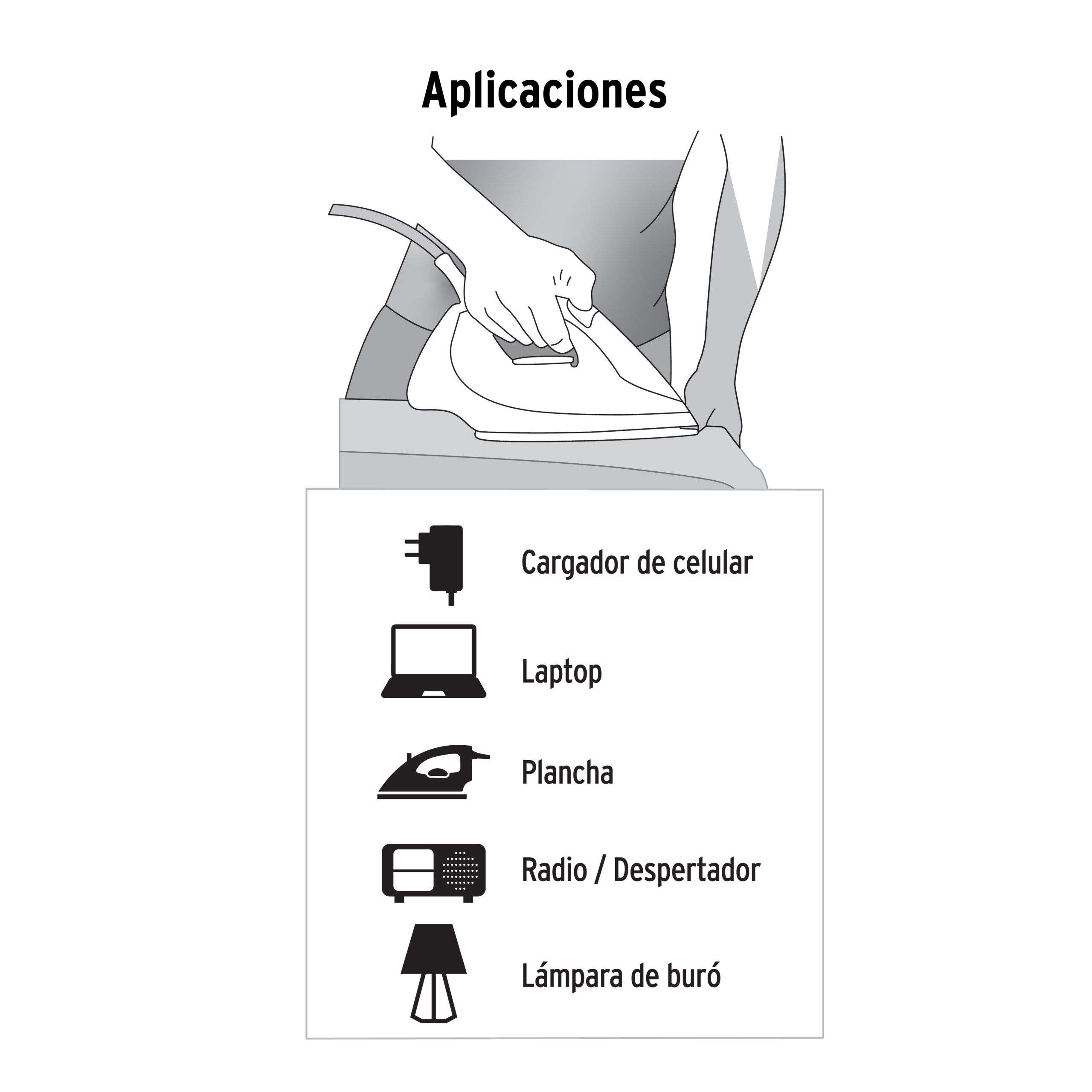 Extensión Eléctrica Doméstica Clavija Plana, Blanca - 6 M - Image 2