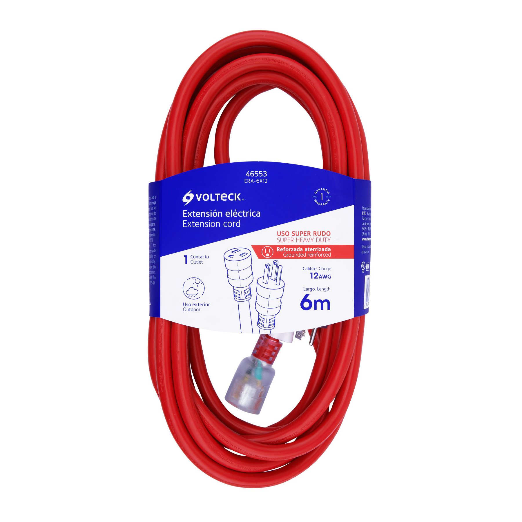 Extensión Reforzada Aterrizada 3x12 Awg, Volteck - 6 M - Image 6