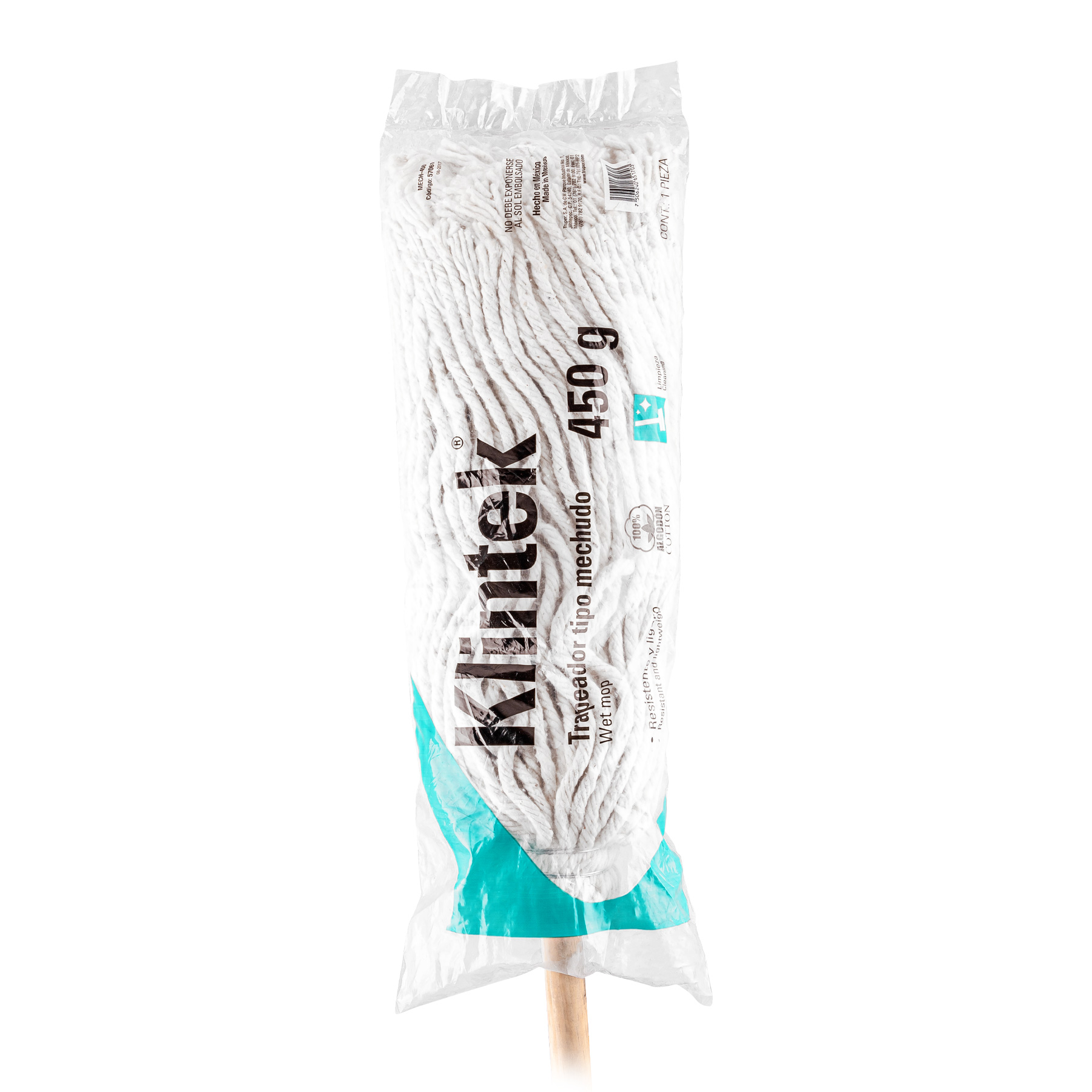 Trapeador Tipo Mechudo, con Bastón de 120 Cm, Klintek - 450 G - Image 3