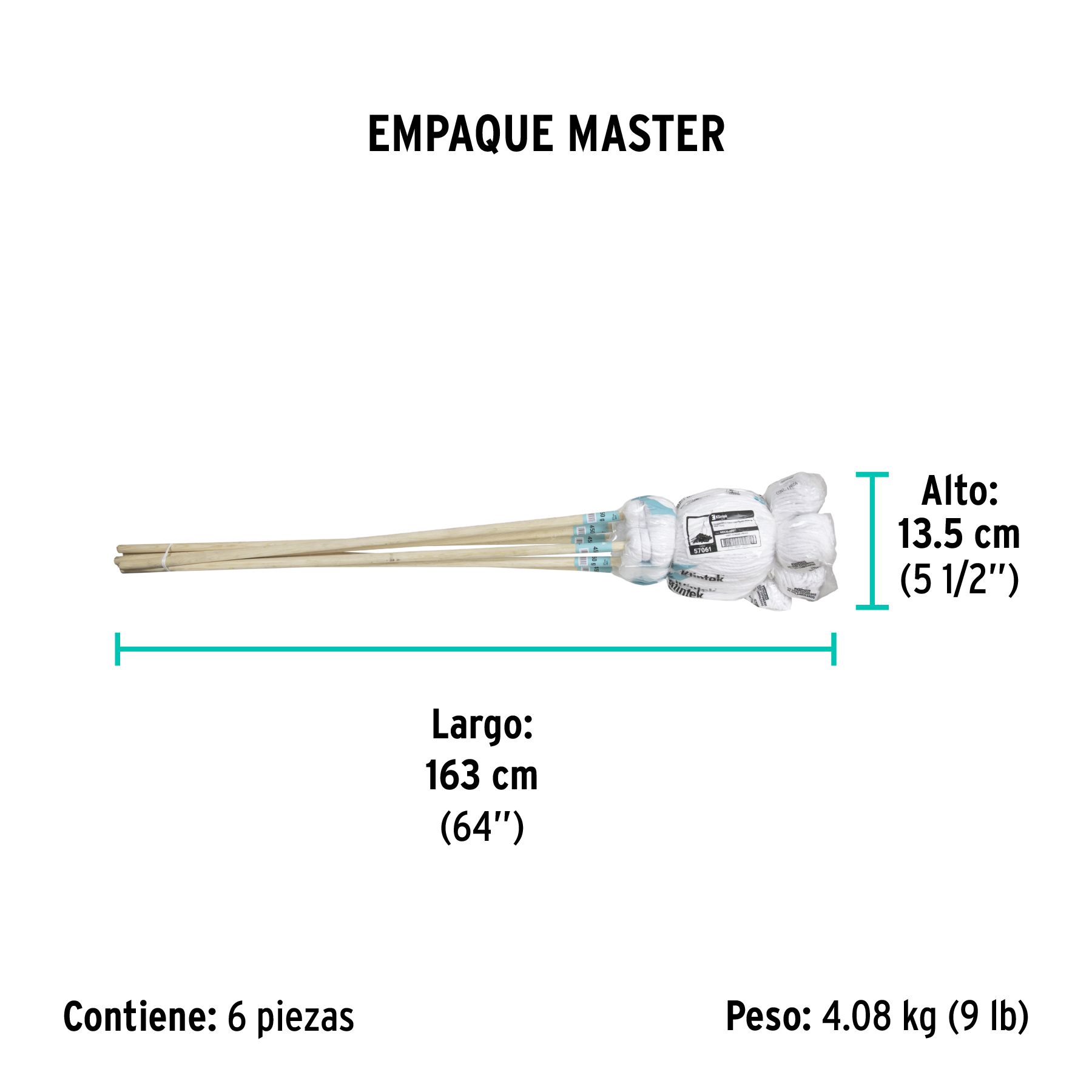 Trapeador Tipo Mechudo, con Bastón de 120 Cm, Klintek - 450 G - Image 2