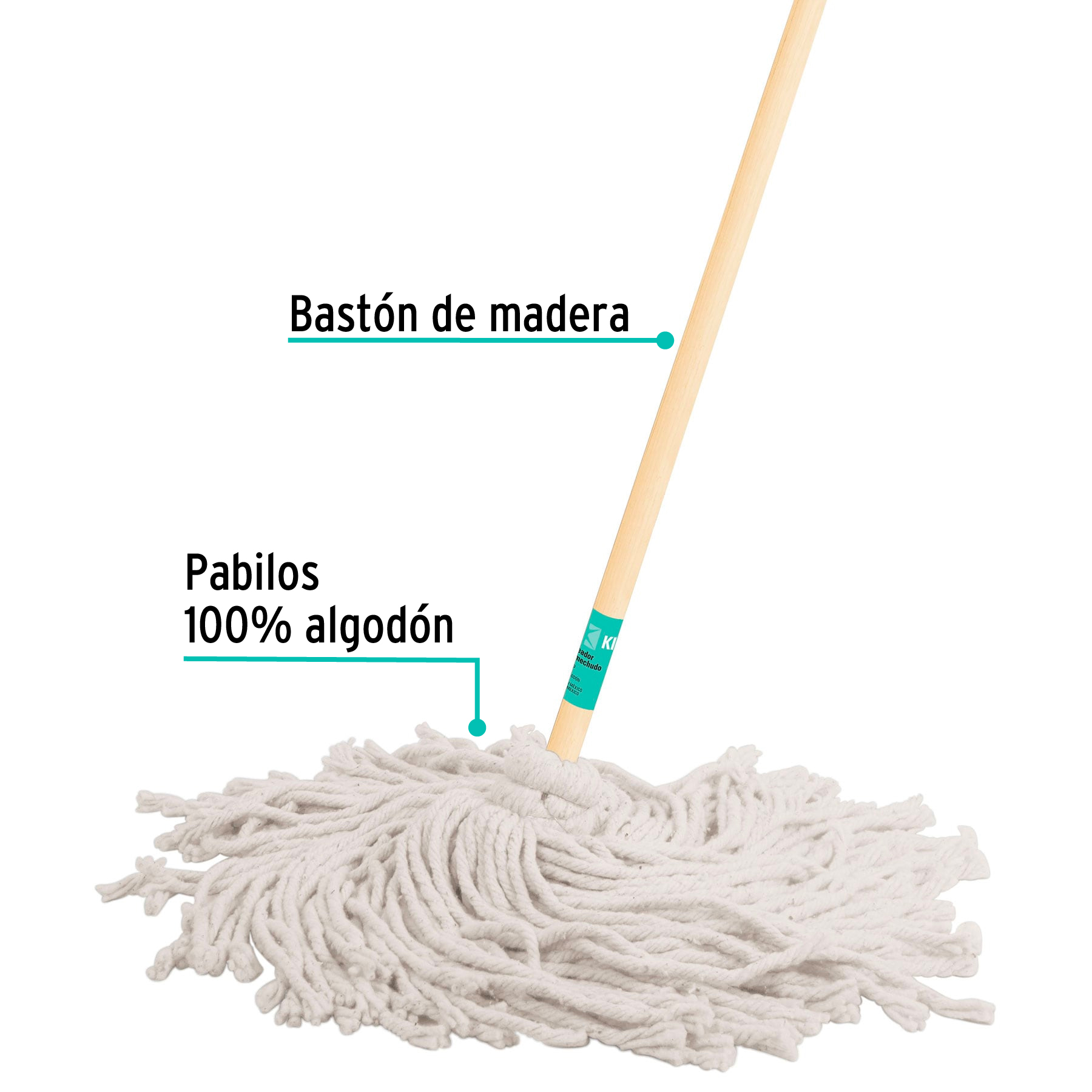 Trapeador Tipo Mechudo, con Bastón de 120 Cm, Klintek - 450 G - Image 4