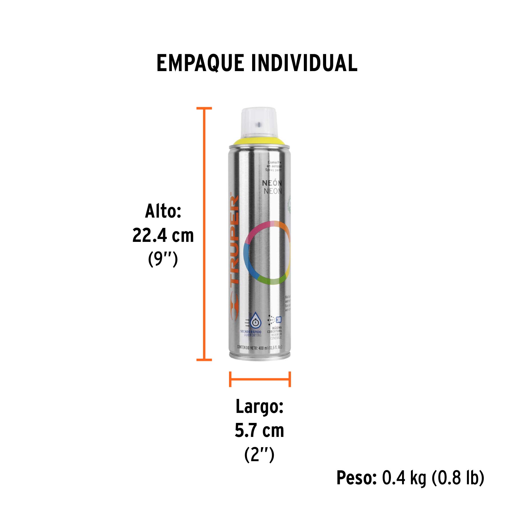 Pintura en Aerosol, Neón, Bote Esbelto - 400 Ml - Amarillo - Image 4