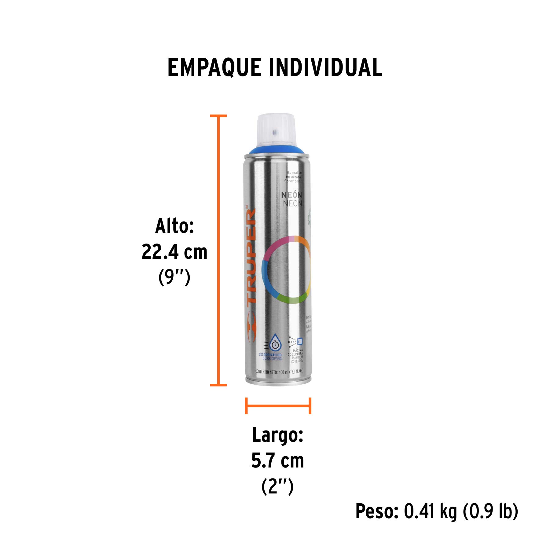 Pintura en Aerosol, Neón, Bote Esbelto - 400 Ml - Azul - Image 4
