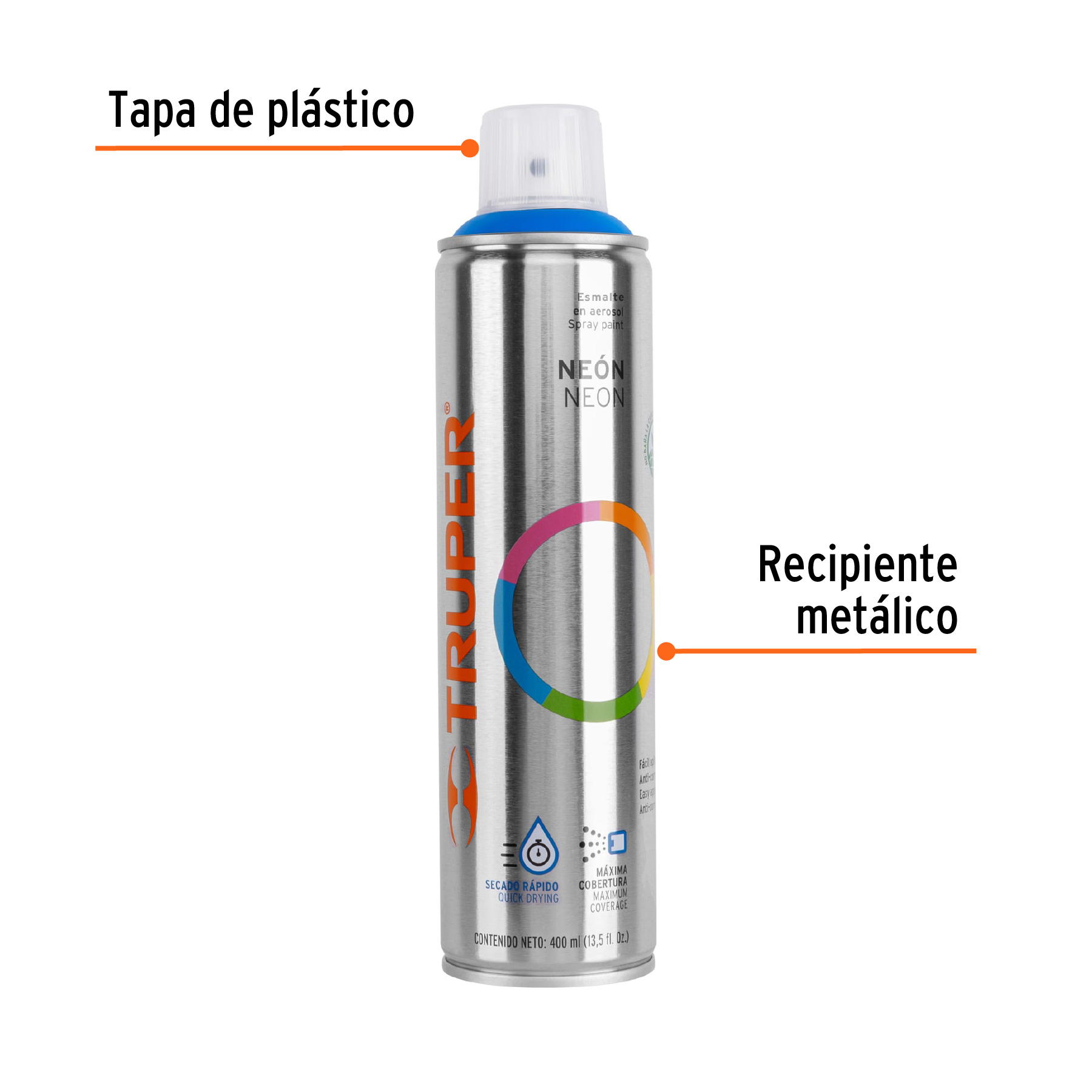 Pintura en Aerosol, Neón, Bote Esbelto - 400 Ml - Azul - Image 5