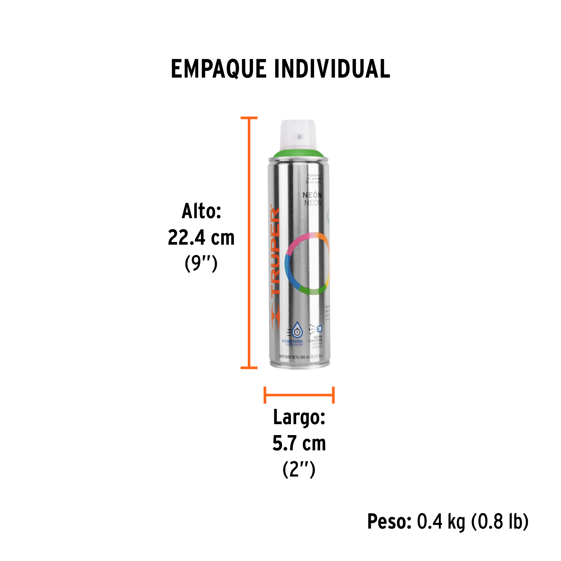 Pintura en Aerosol, Neón, Bote Esbelto - 400 Ml - Verde - Image 4