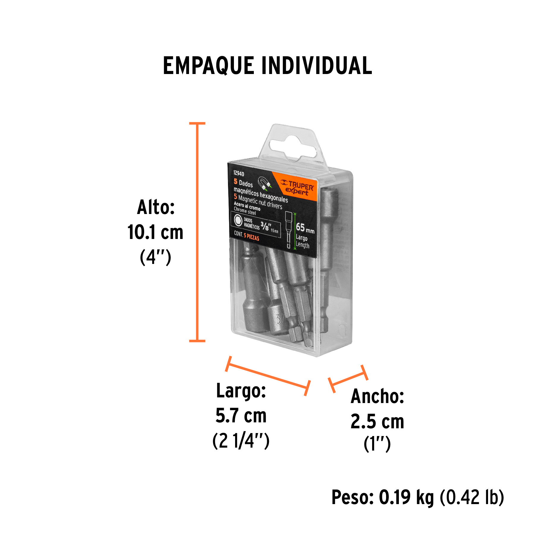 Estuche con 5 Dados Magnéticos de Largo 2-1/2", Expert - 3/8 Pulgadas - Image 3