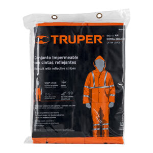 CONJUNTO IMPERMEABLE DOBLE CAPA NARANJA CON REFLEJANTE XG