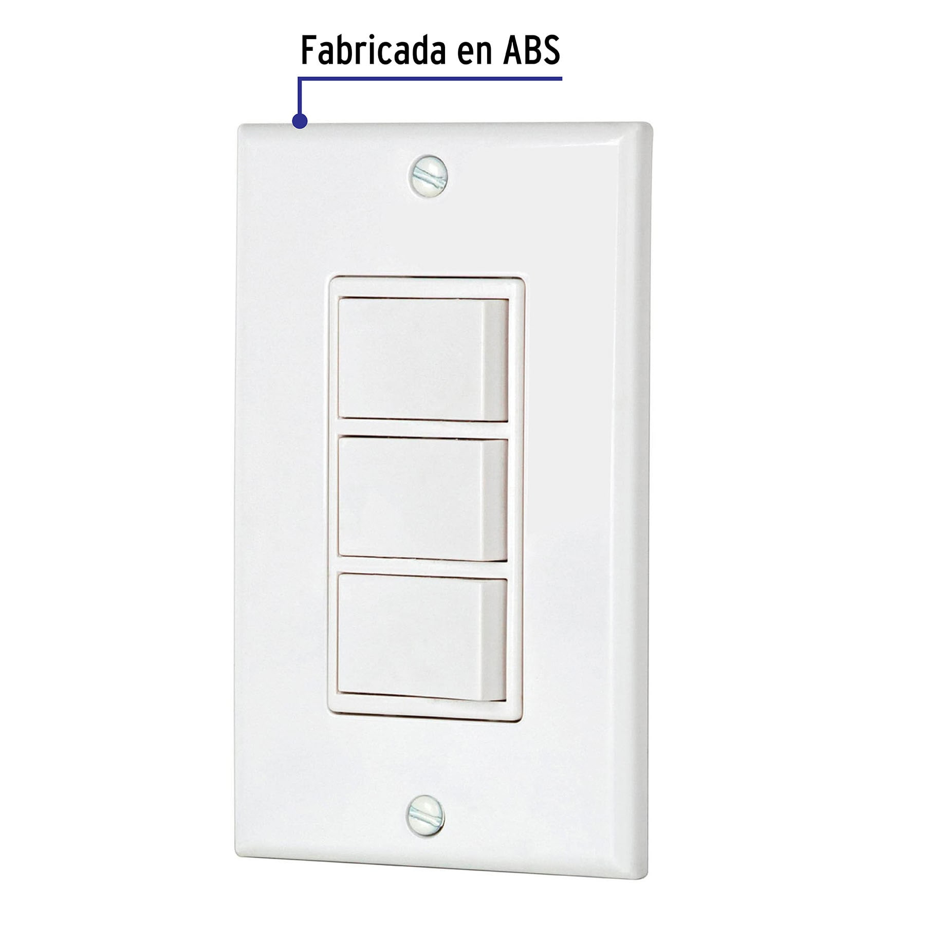 PLACA ARMADA CON 3 INTERRUPTORES SENCILLOS, LÍNEA CLASSIC