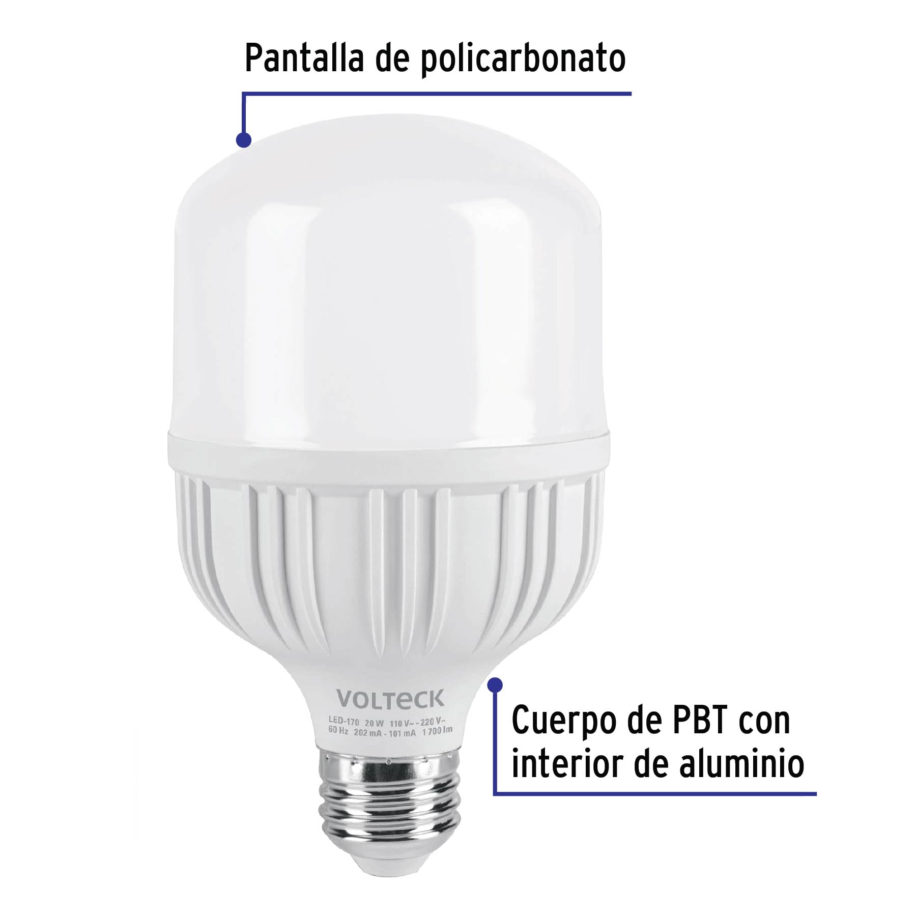 FOCO LED 20W ALTA POTENCIA E26 100-240V 57633 BRILLA MAX