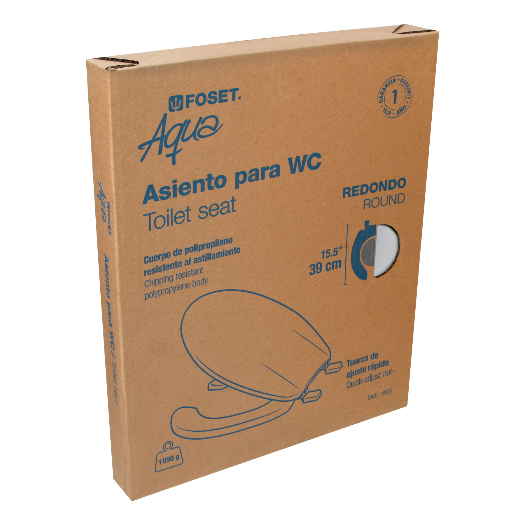 Asiento Redondo con Tapa para Wc, Abierto, Blanco, Foset - Image 5