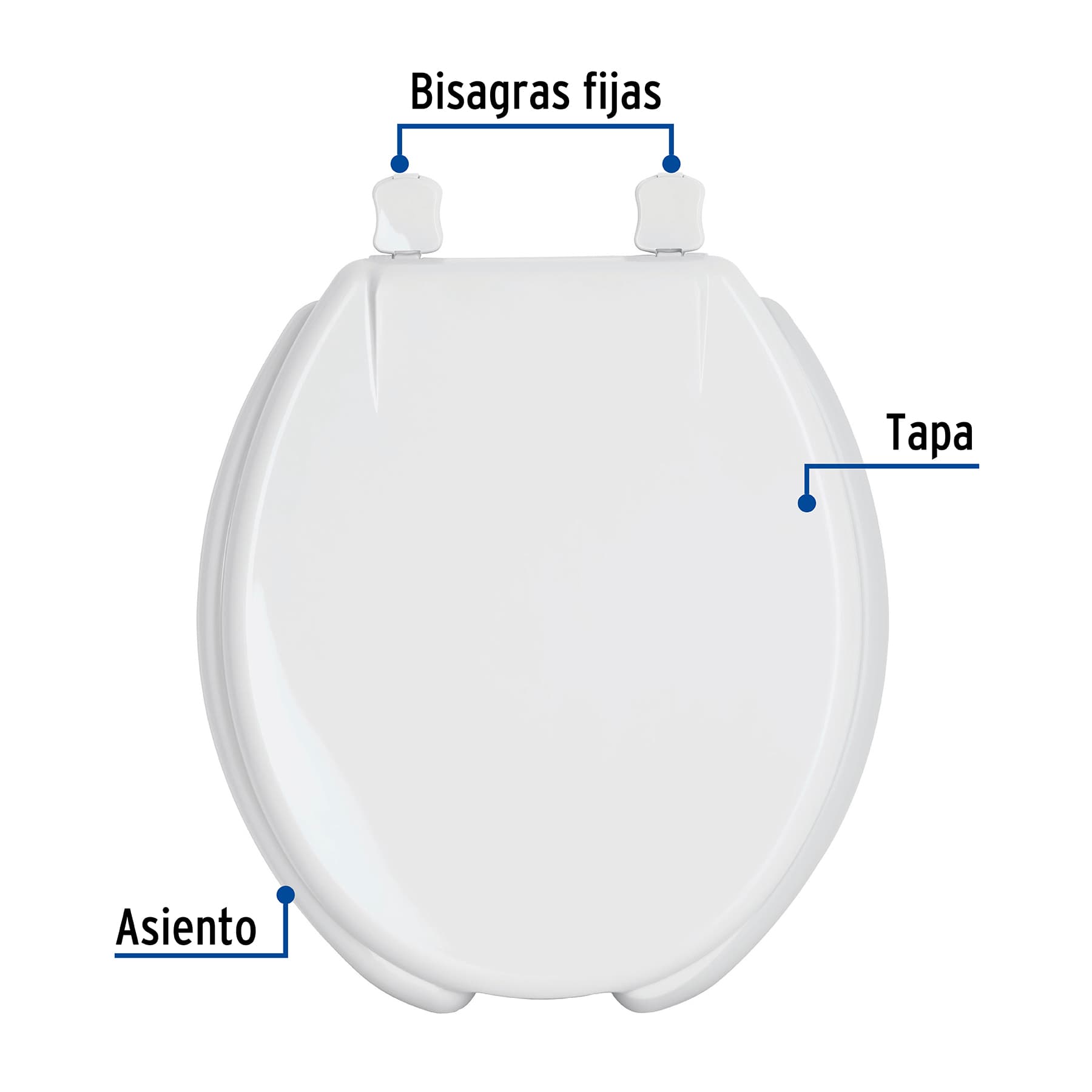 Asiento Redondo con Tapa para Wc, Abierto, Blanco, Foset - Image 6