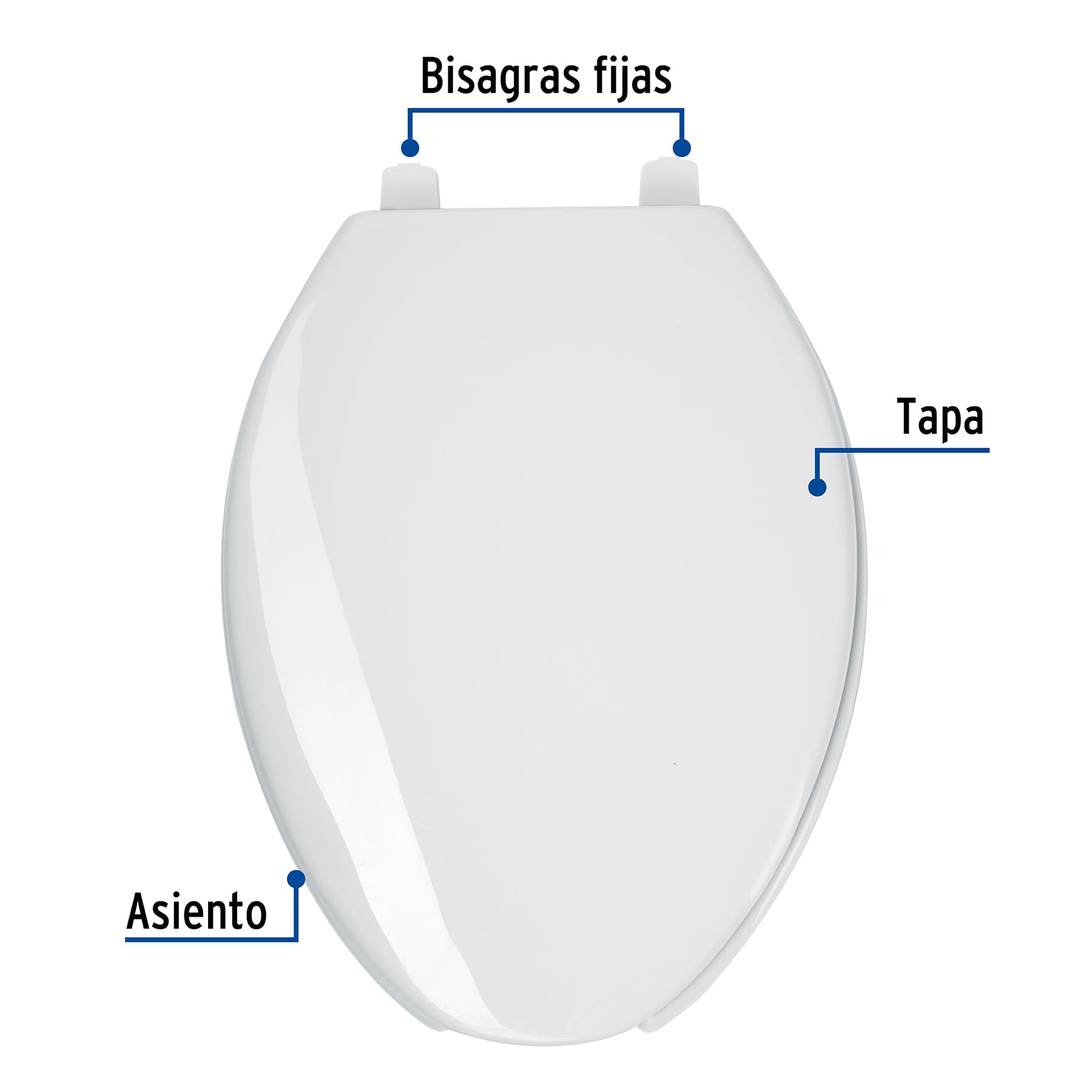 Asiento Alargado con Tapa para Wc, Abierto, Blanco, Foset - Image 6