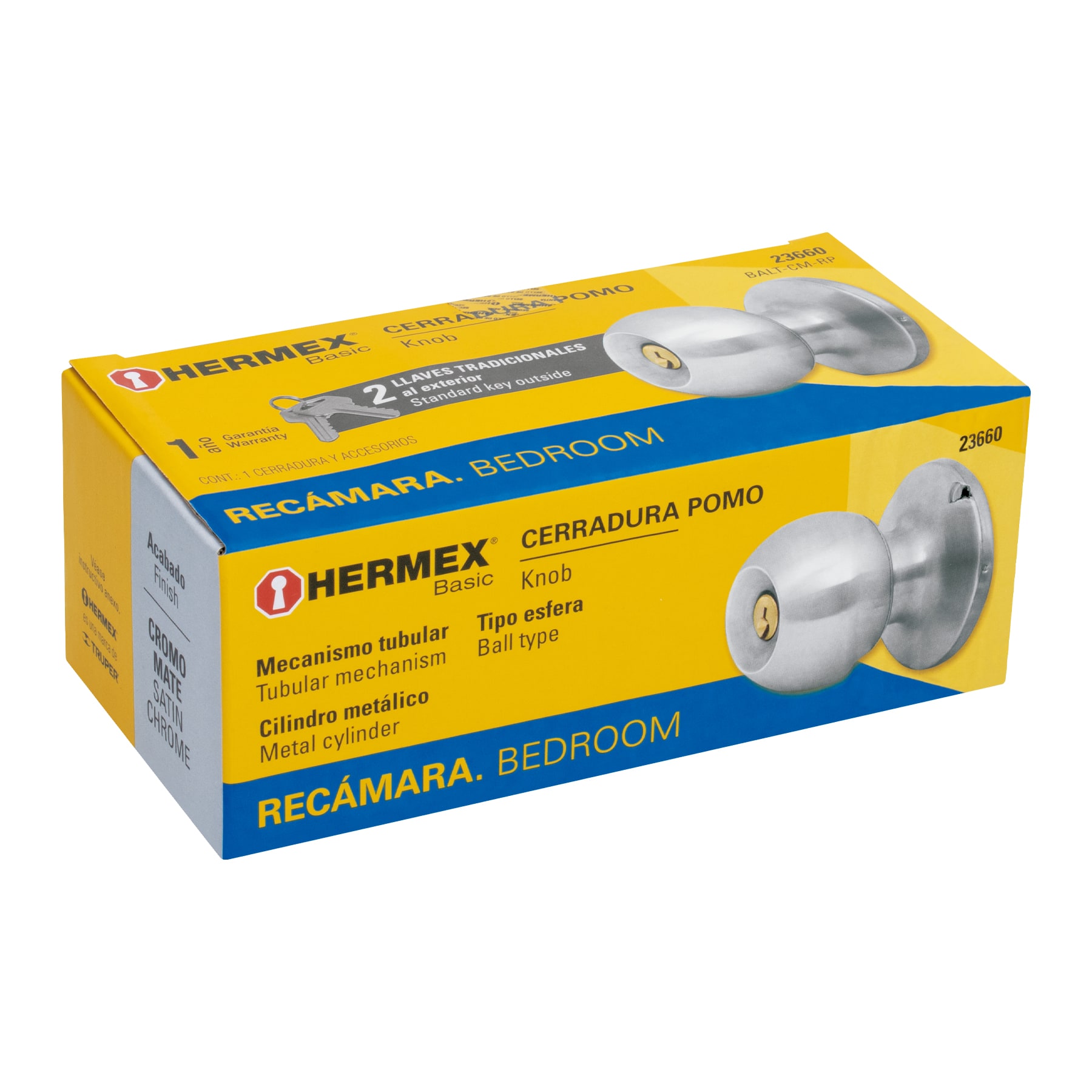 Cerradura Tipo Esfera, Tubular, Recmara, Cromo, Basic - Image 9