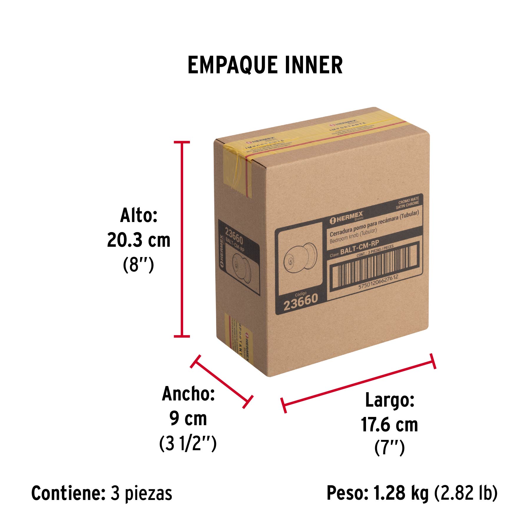 Cerradura Tipo Esfera, Tubular, Recmara, Cromo, Basic - Image 6