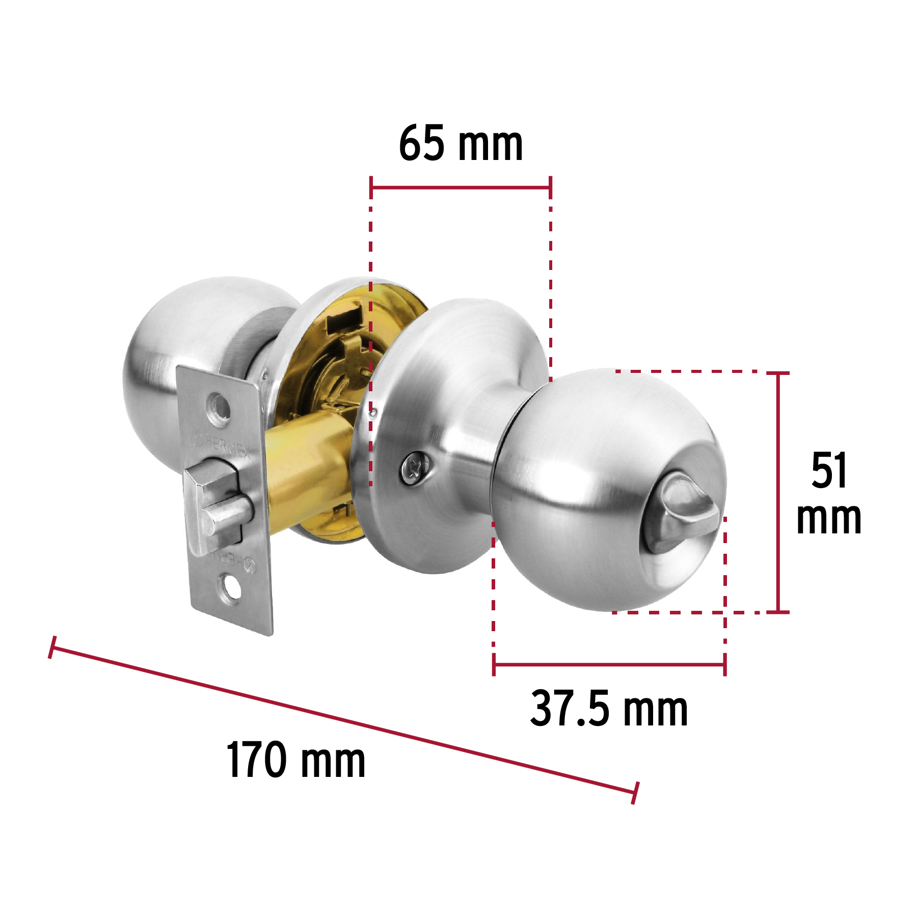 Cerradura Tipo Esfera, Tubular, Recmara, Cromo, Basic - Image 10