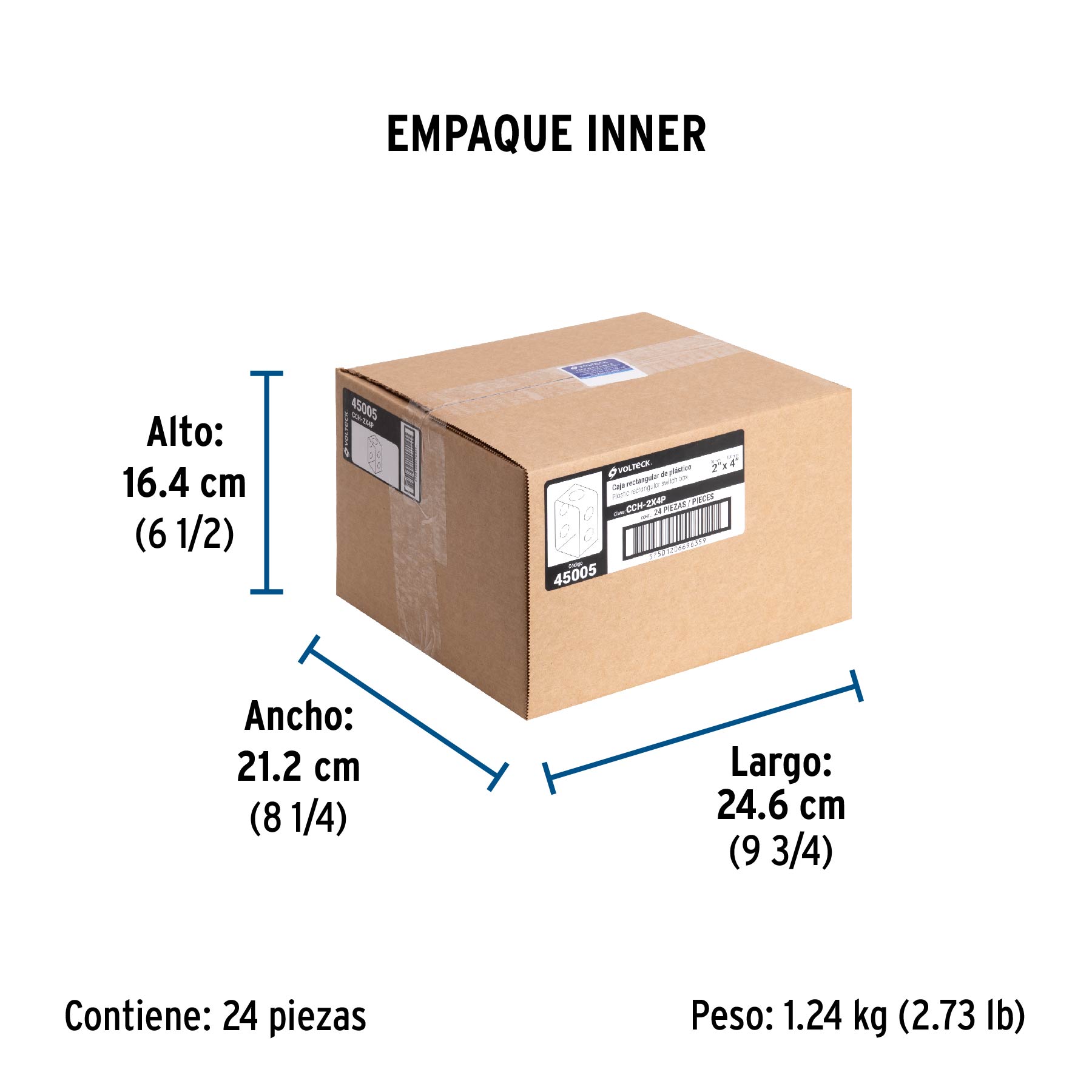 Caja Tipo Chalupa 2" X 4" Plastica negra, Volteck - Image 2