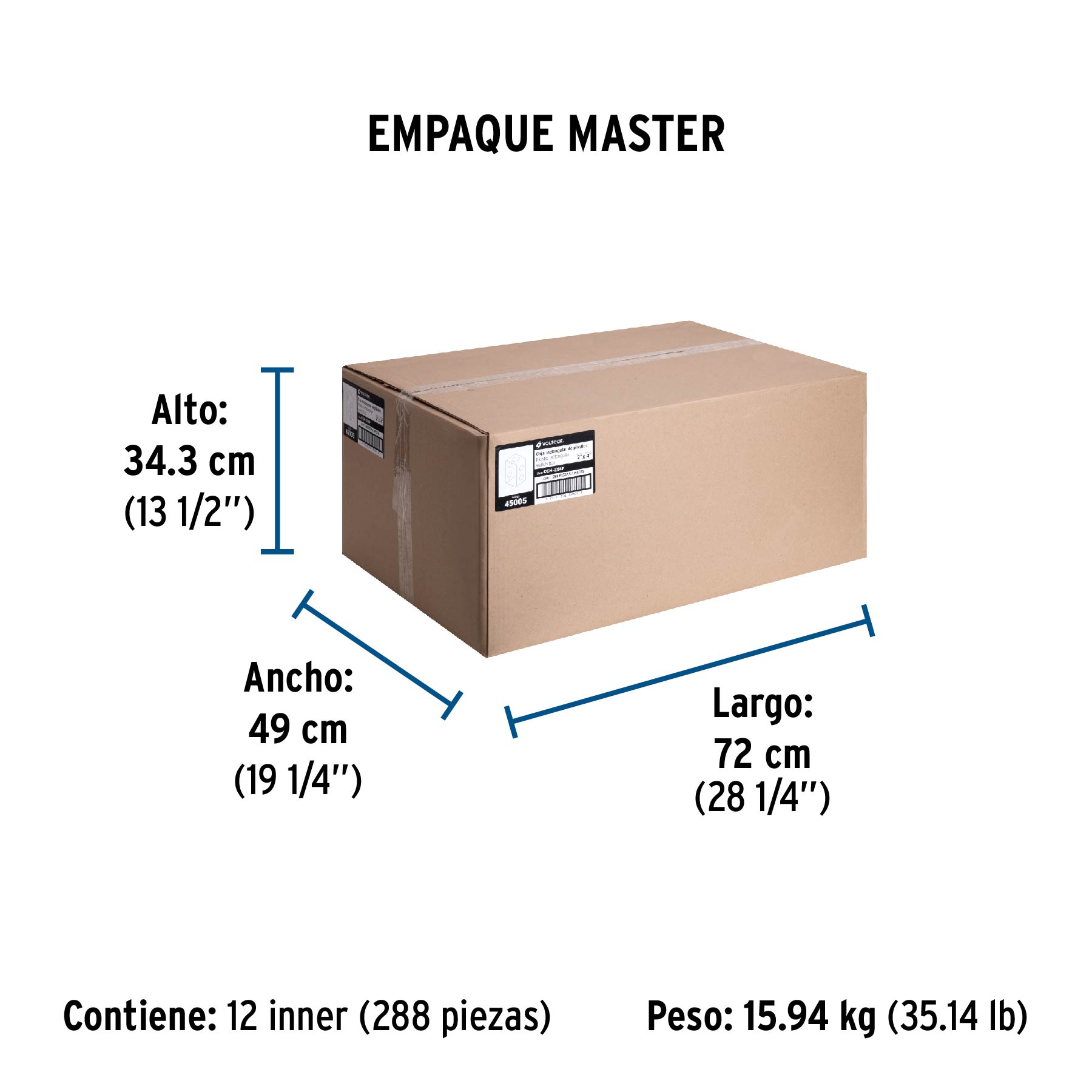 Caja Tipo Chalupa 2" X 4" Plastica negra, Volteck - Image 3
