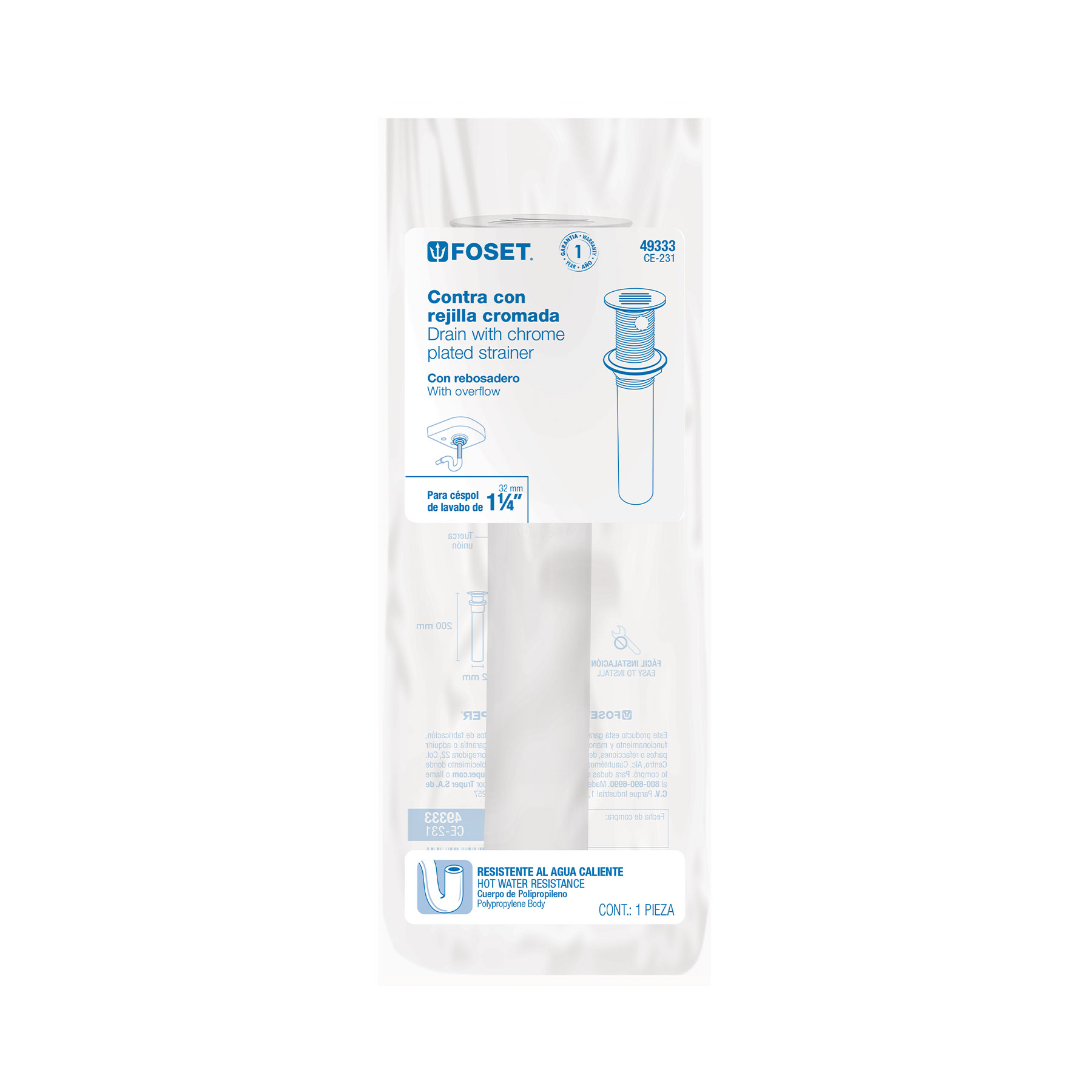 Contra de para lavabo con Rebosadero,de 1-1/4 Foset - Image 5