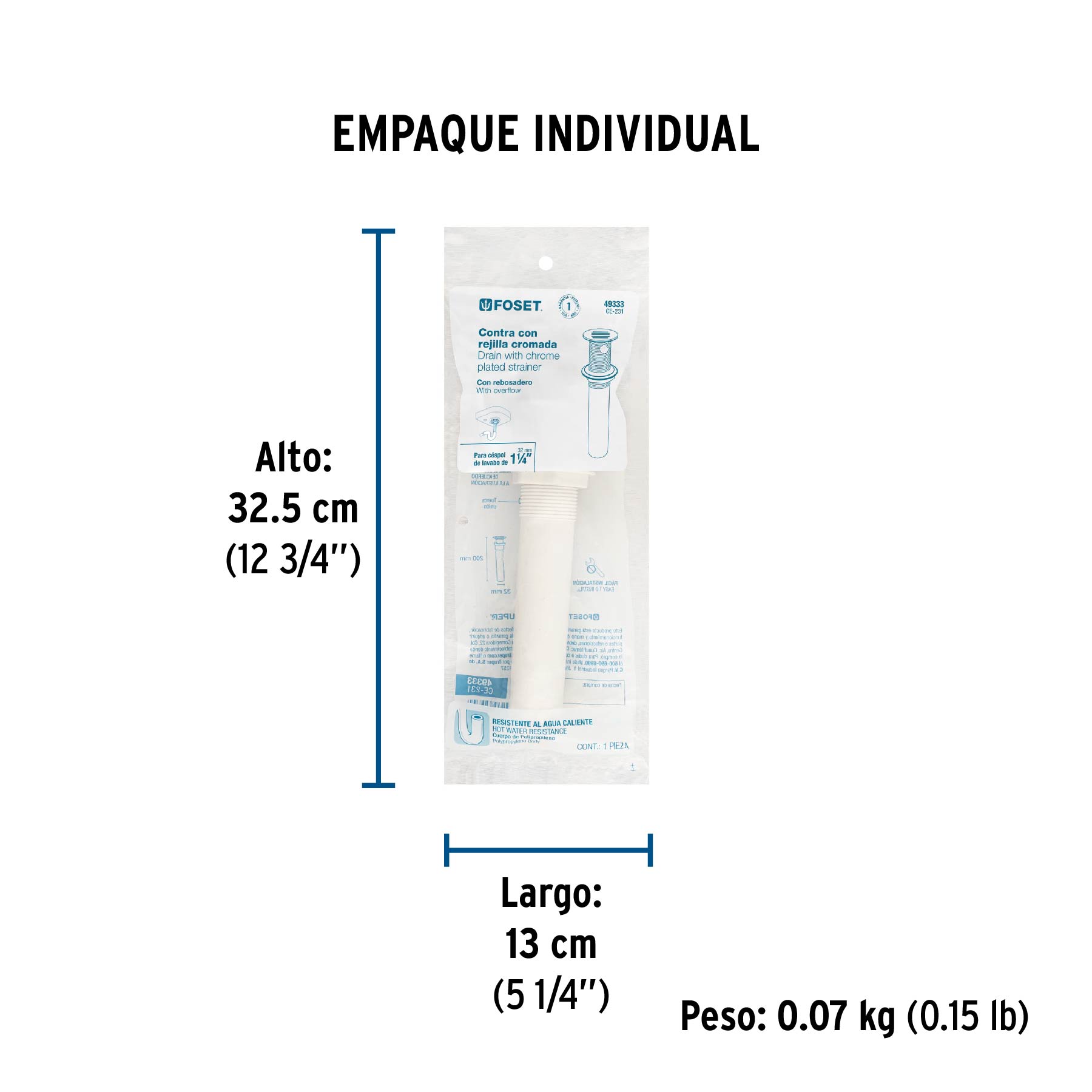 Contra de para lavabo con Rebosadero,de 1-1/4 Foset - Image 3