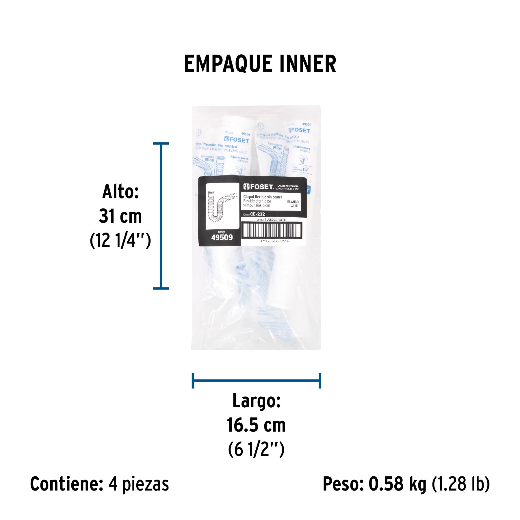 Cespol Flexible de Polietileno, para Lavabo O Fregadero - Image 2