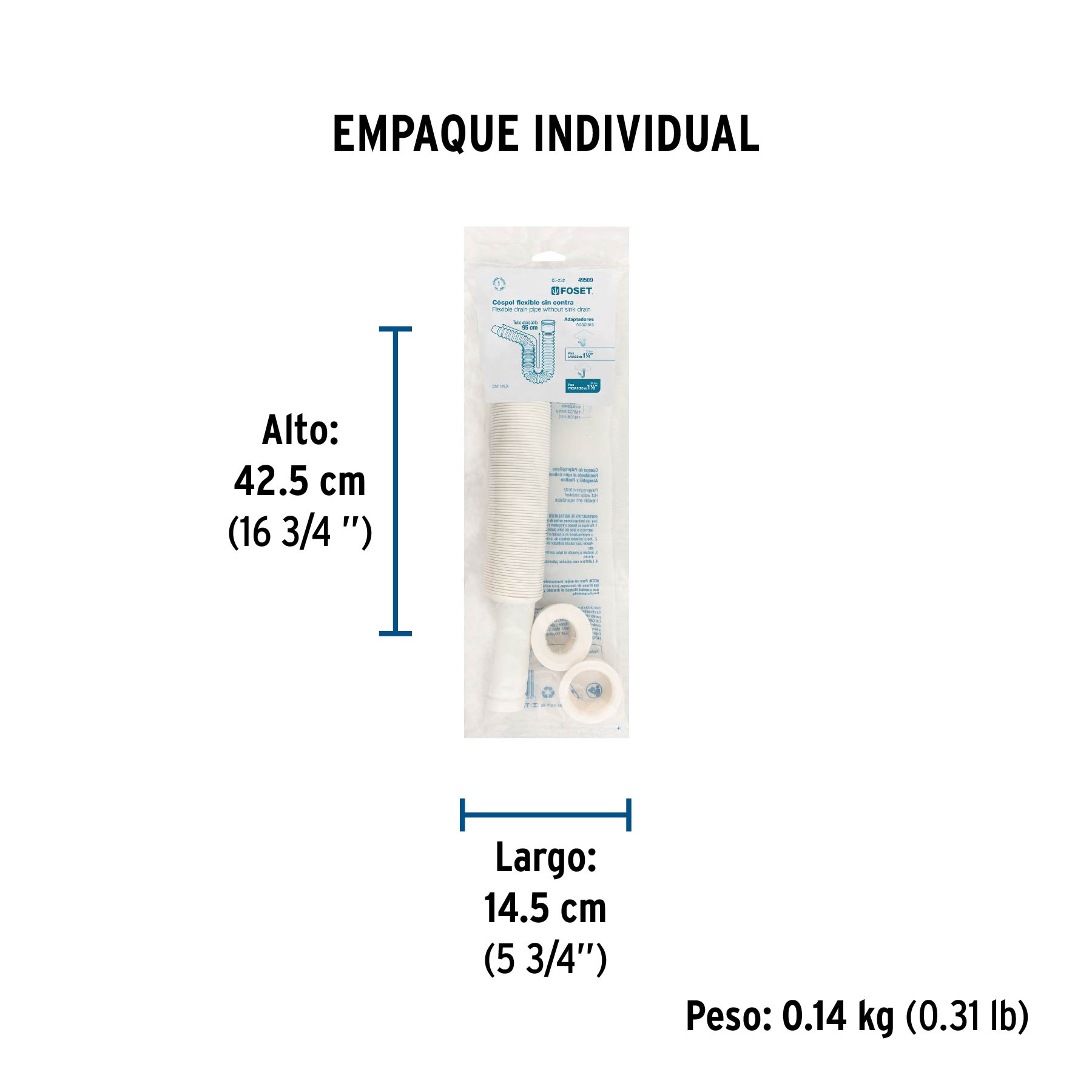 Cespol Flexible de Polietileno, para Lavabo O Fregadero - Image 3