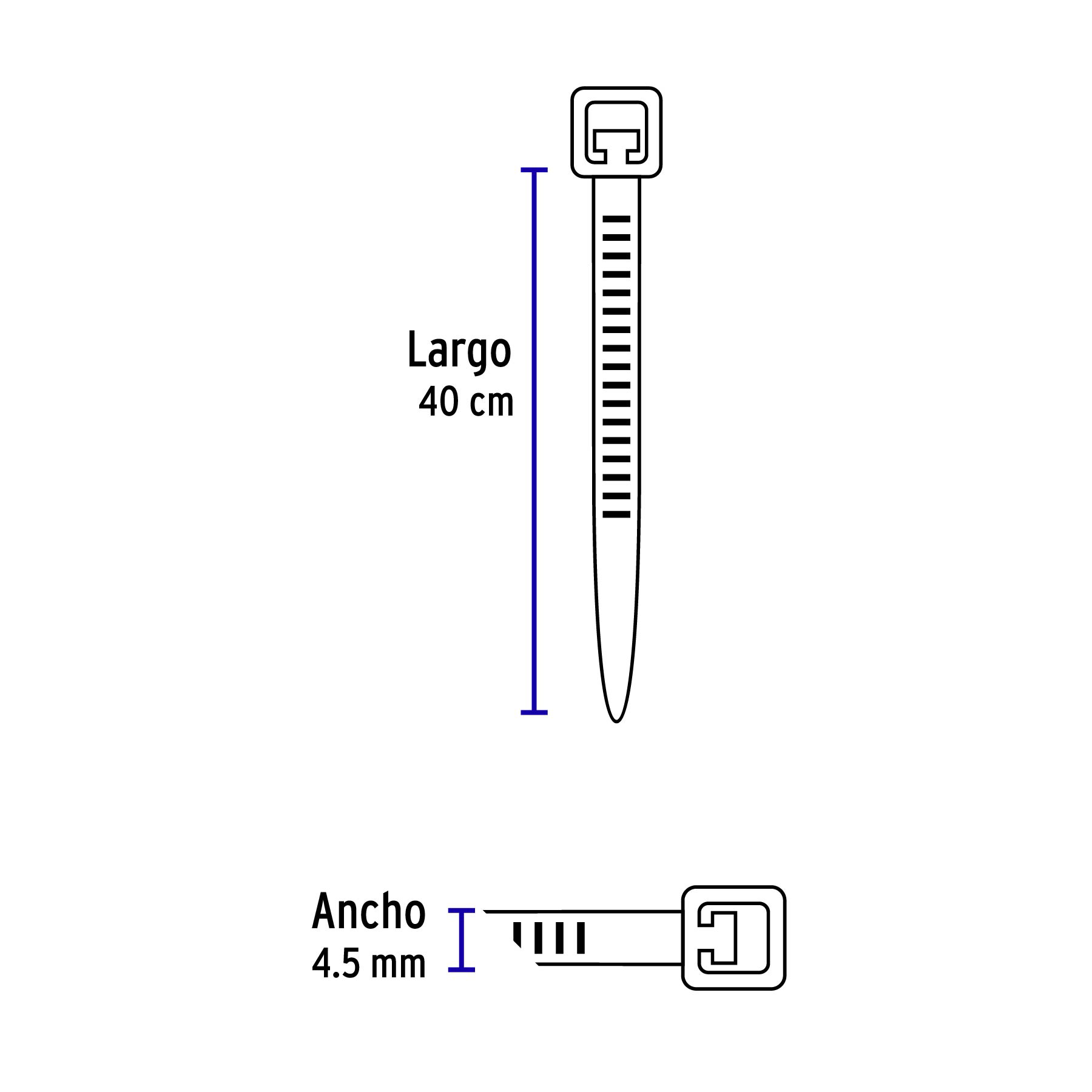 Bolsa con 25 Cinchos Plasticos 50 Lb, 400 X 4.5 Mm, Negro - Image 2