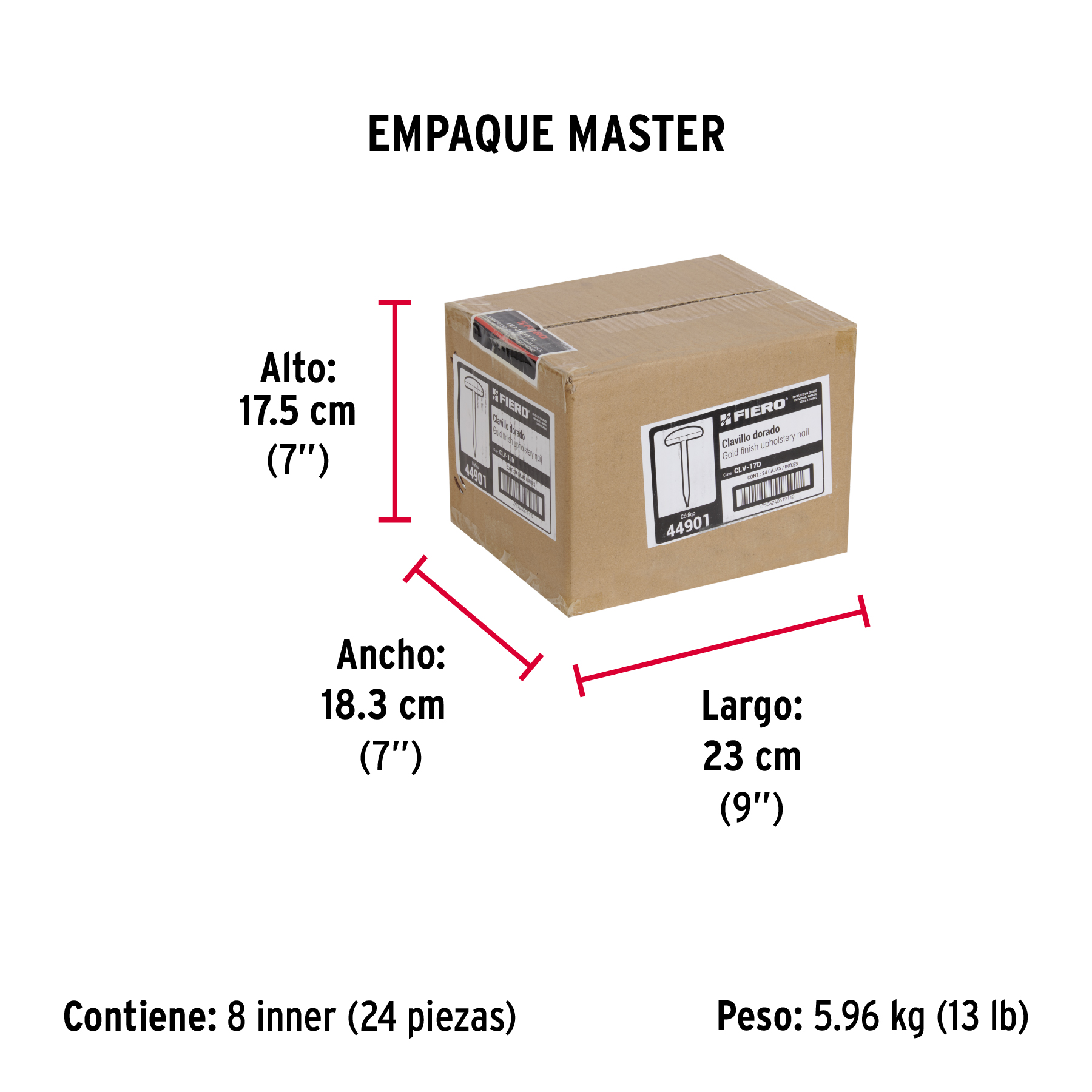 Caja con 500 Clavillos Dorados de 17 Mm, Fiero - Image 4