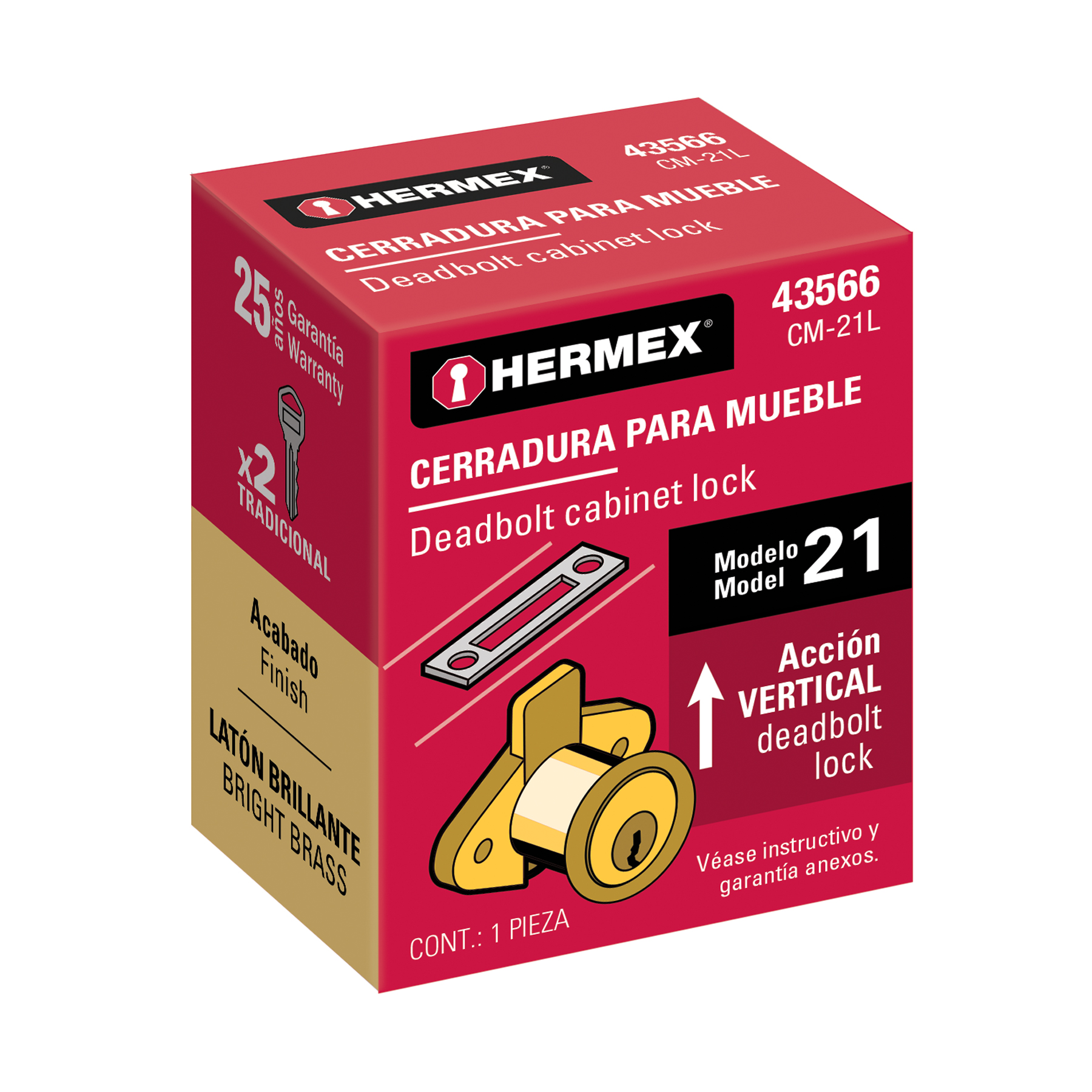 Cerradura para Mueble, Modelo 21, Latn, Hermex - Image 6
