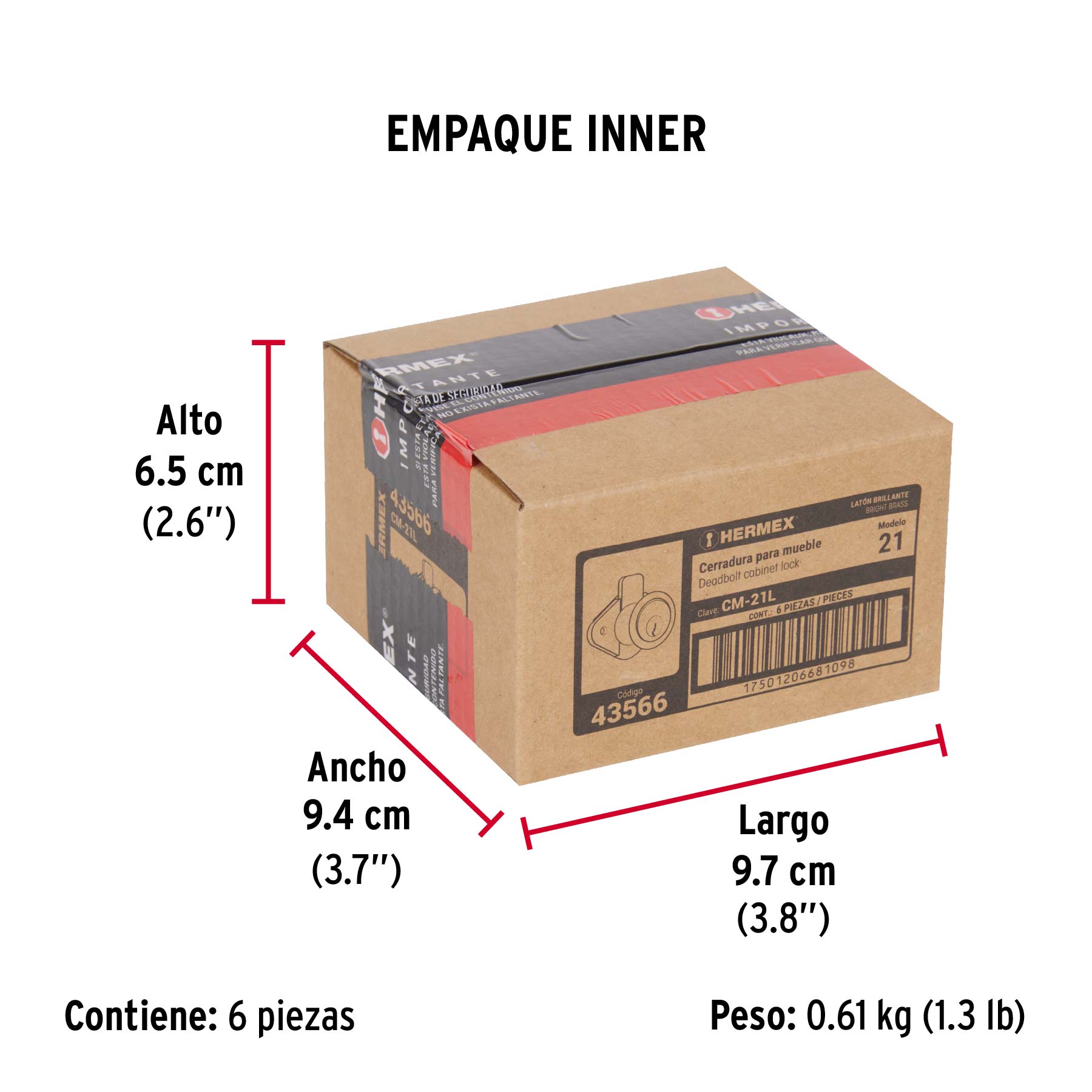 Cerradura para Mueble, Modelo 21, Latn, Hermex - Image 3