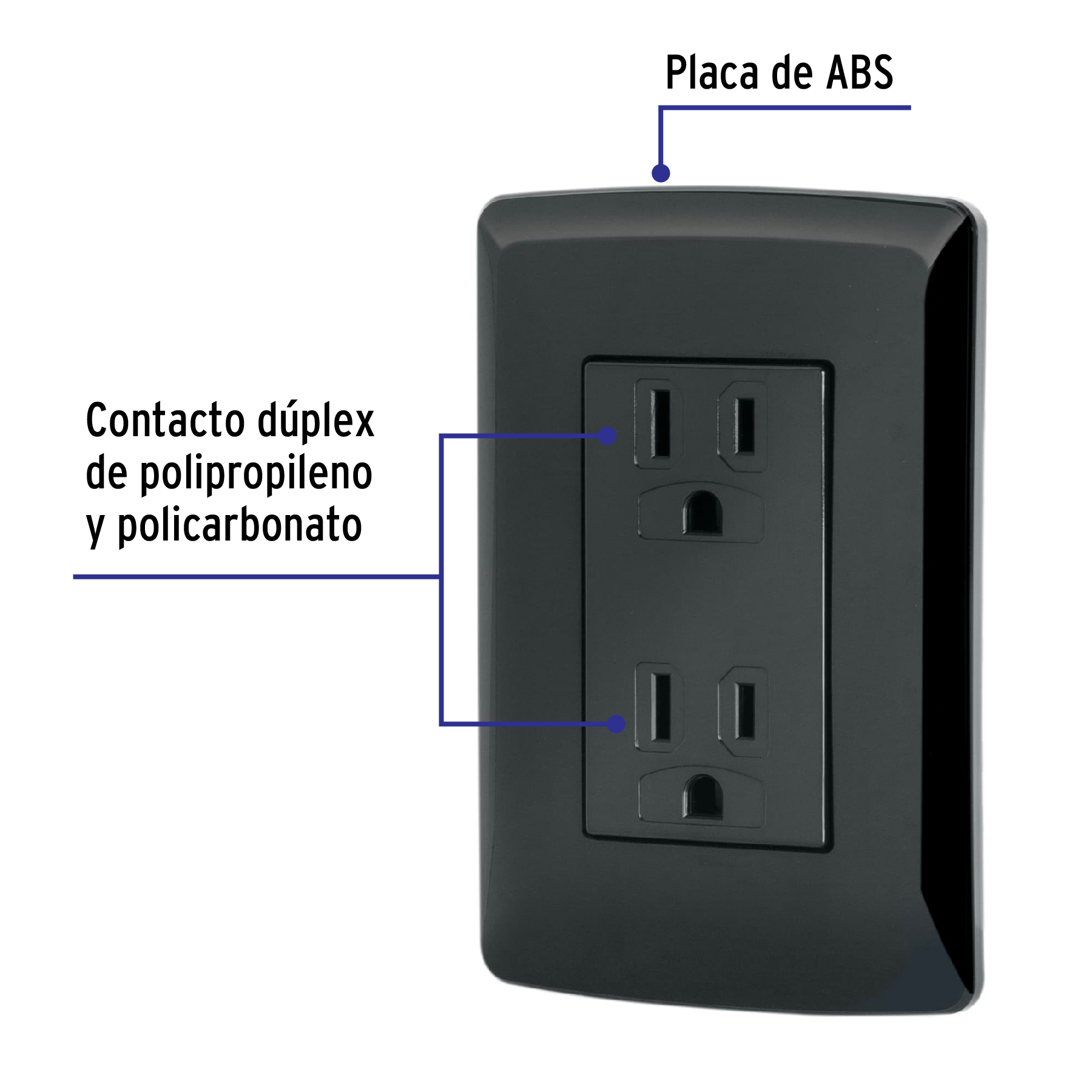 Contacto Duplex Aterrizado, Color Negro, Lnea Italiana - Image 2