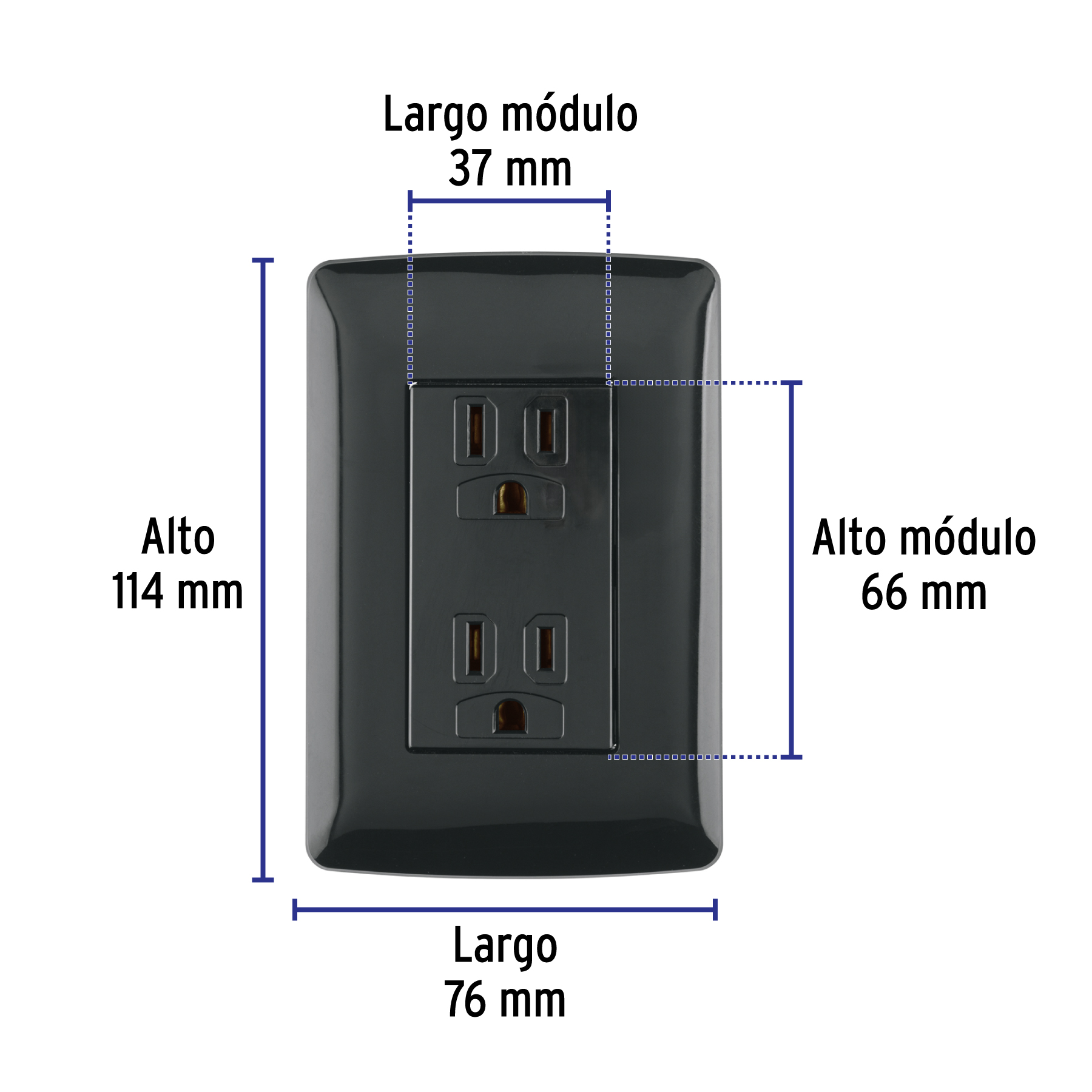 Contacto Duplex Aterrizado, Color Negro, Lnea Italiana - Image 7