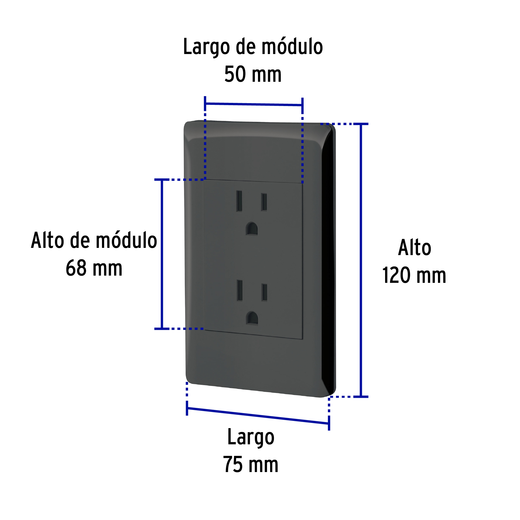 Placa Armada Negra Contacto Duplex 3 Mdulos, Lisboa - Image 7