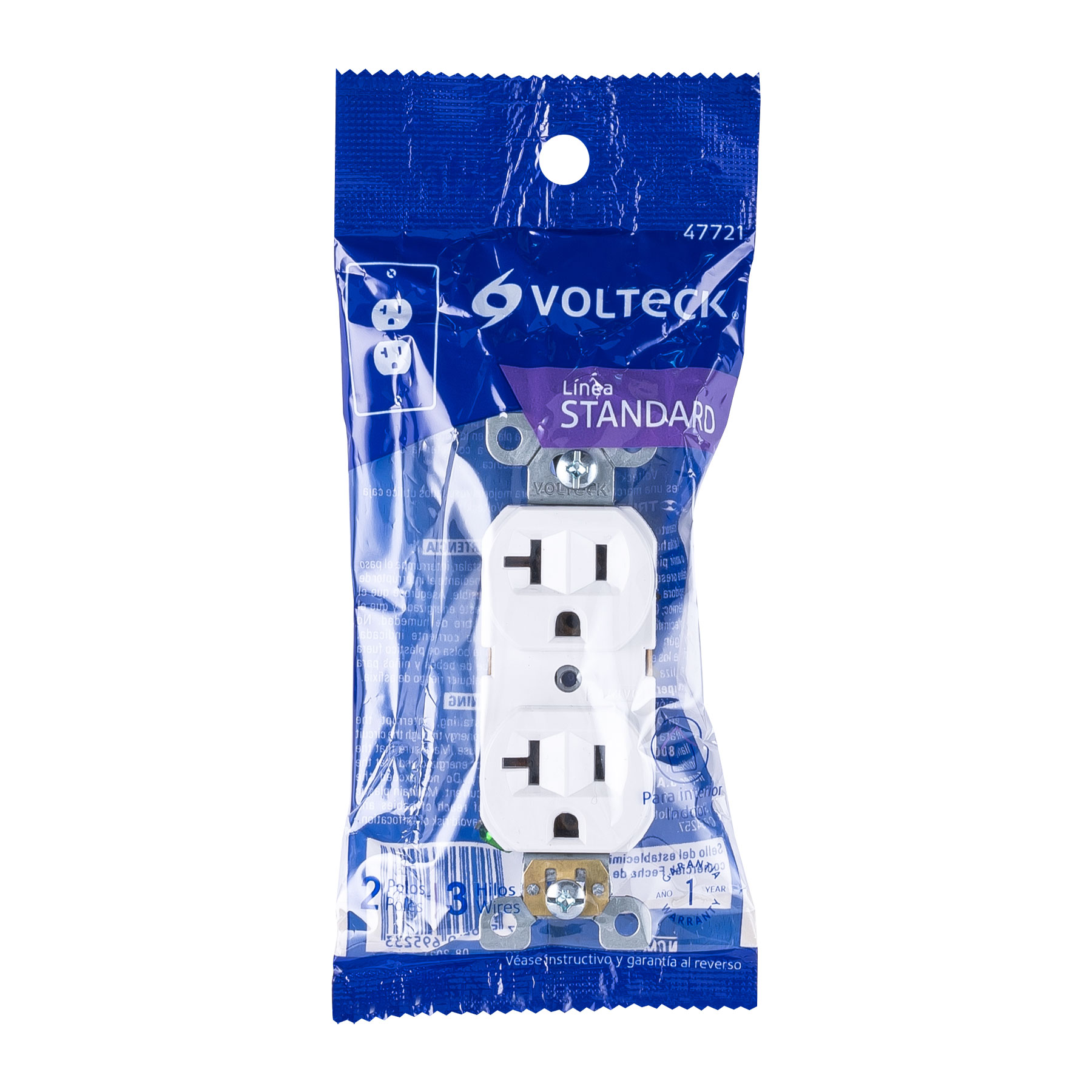 Contacto Duplex, 2 Polos 3 Hilos, 20 A, Standard, Blanco - Image 5