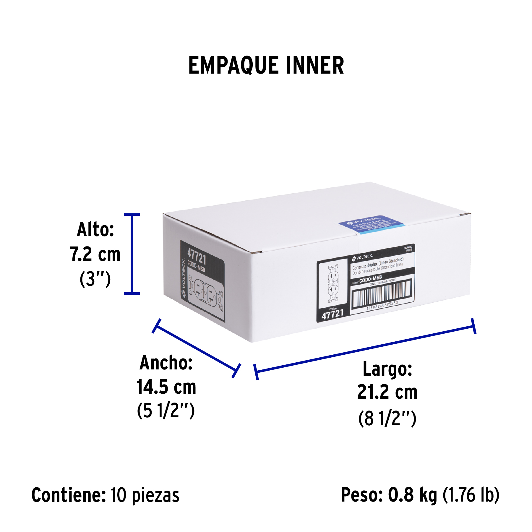 Contacto Duplex, 2 Polos 3 Hilos, 20 A, Standard, Blanco - Image 2