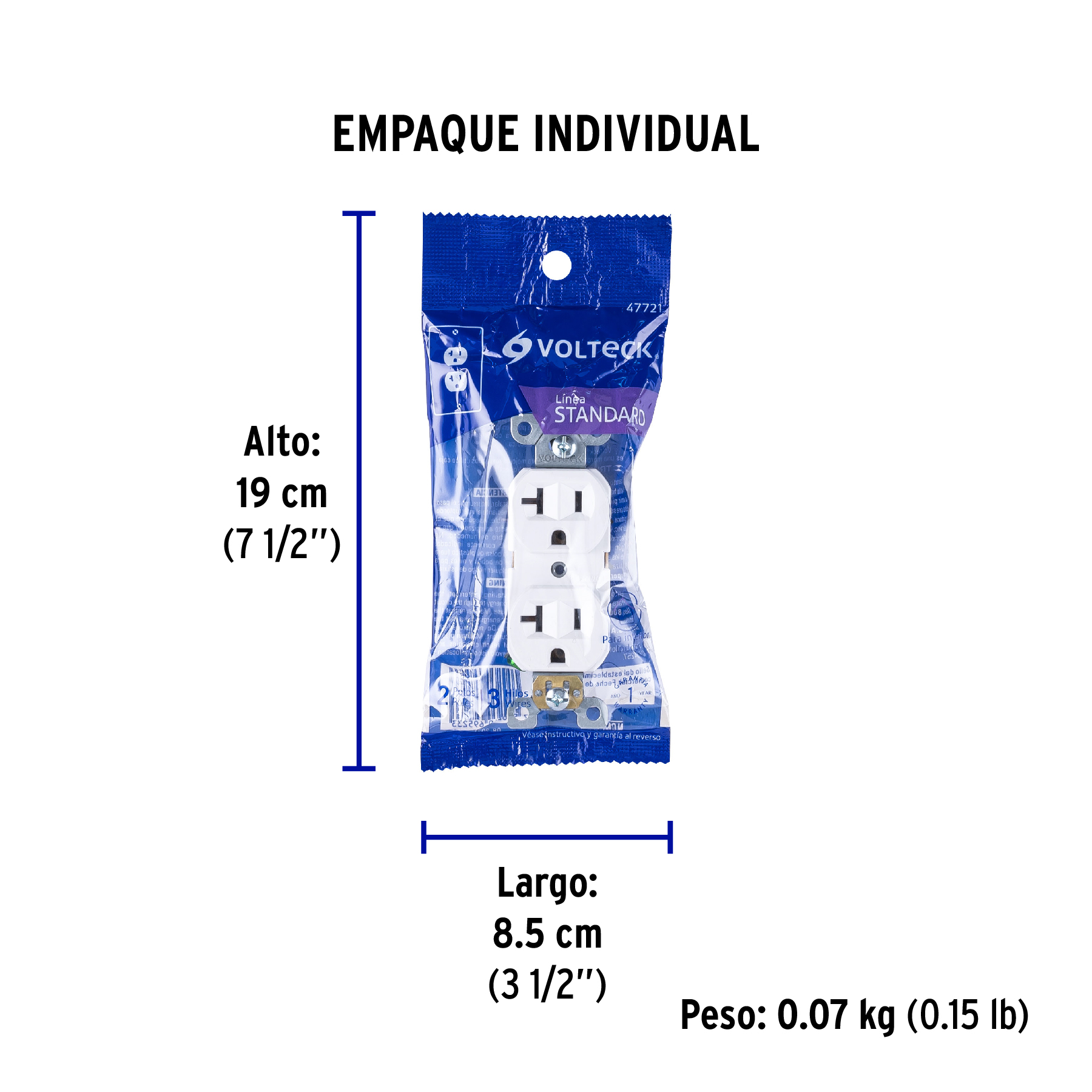 Contacto Duplex, 2 Polos 3 Hilos, 20 A, Standard, Blanco - Image 3