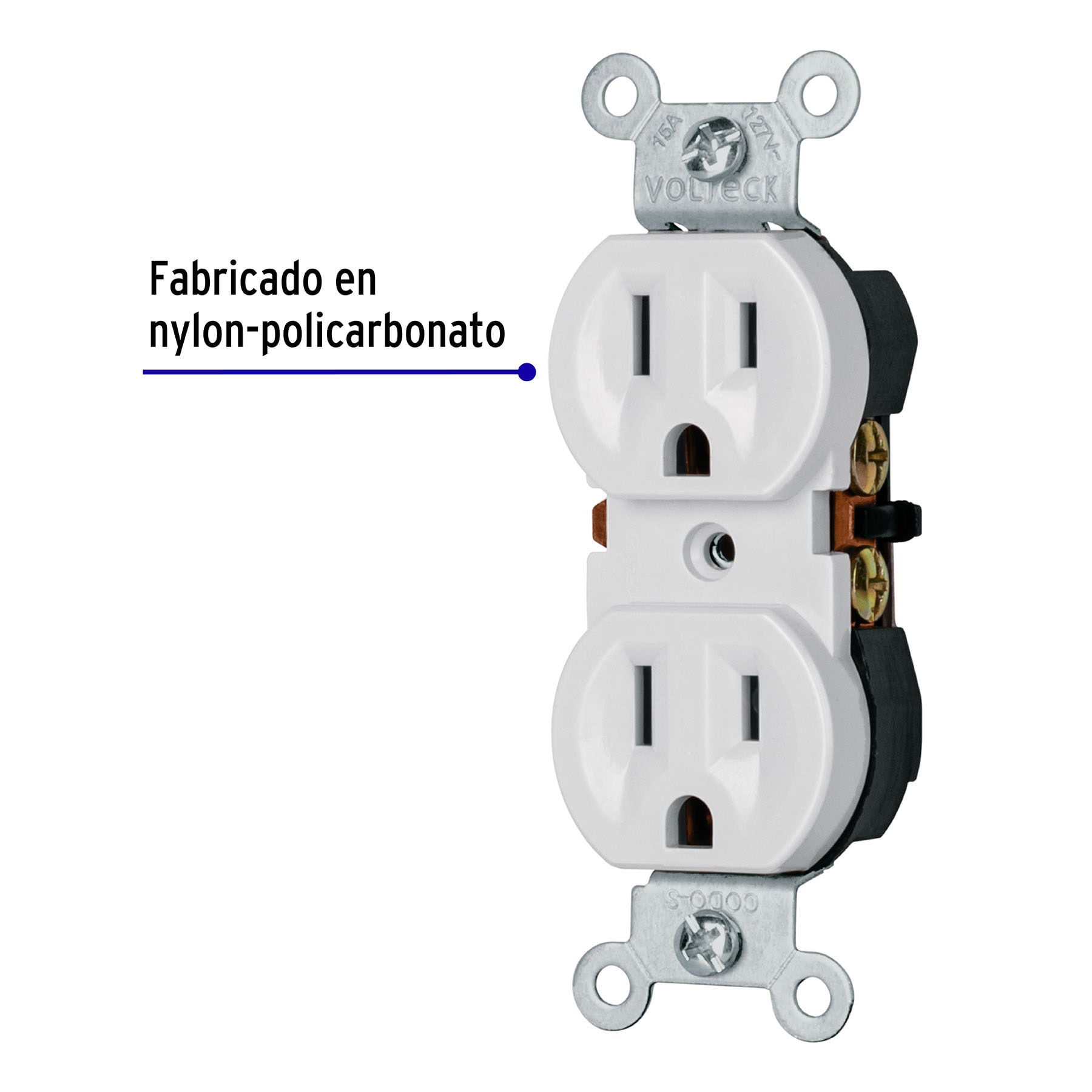 Contacto Duplex, 2 Polos 3 Hilos, Standard, Granel, Blanco - Image 5