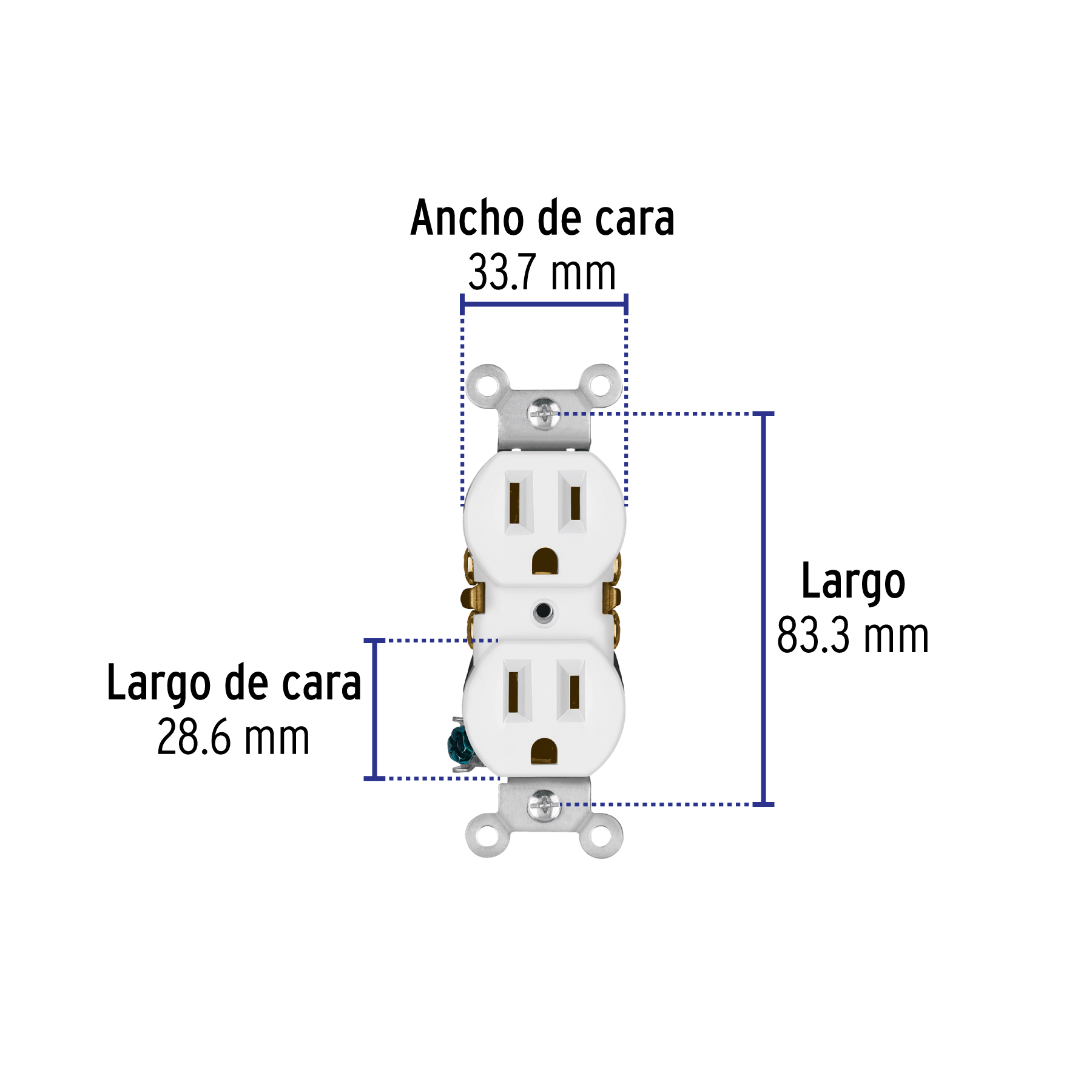 Contacto Duplex, 2 Polos 3 Hilos, Standard, Granel, Blanco - Image 6