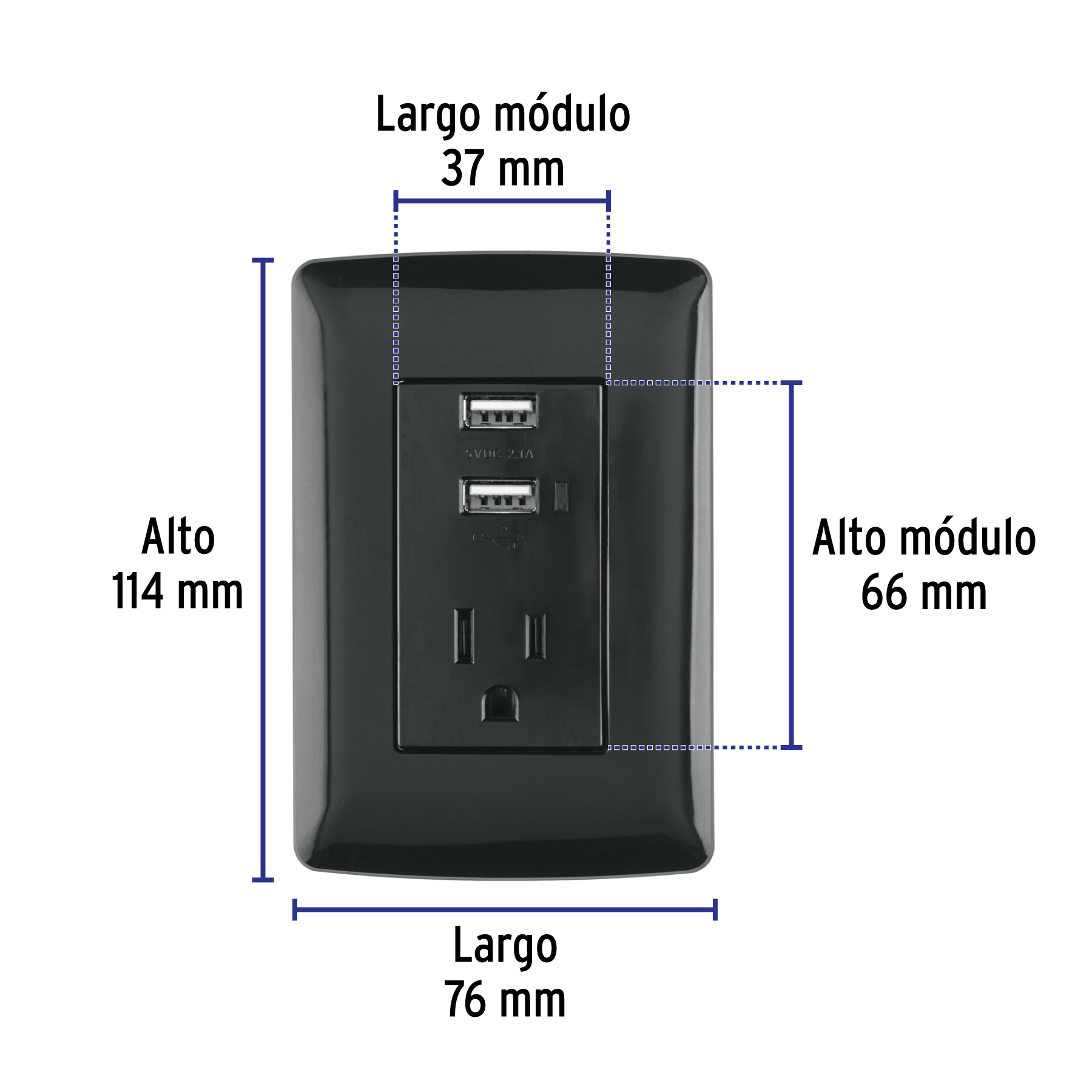 Contacto Aterrizado + 2 Puertos Usb, Negro, Lnea Italiana - Image 8