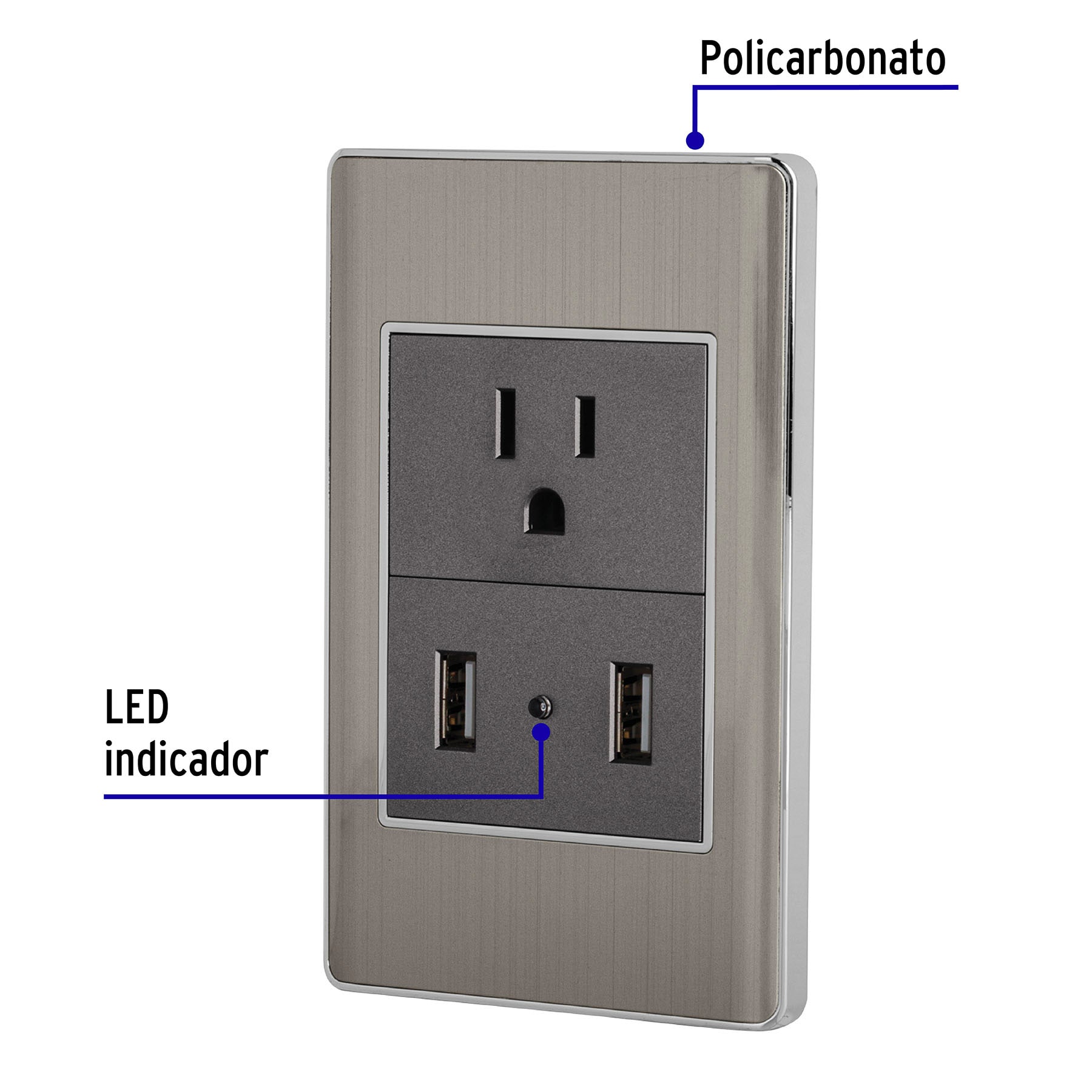 Placa Armada Acero Contacto y 2 Puertos Usb 1.5 Md, Lisboa - Image 6