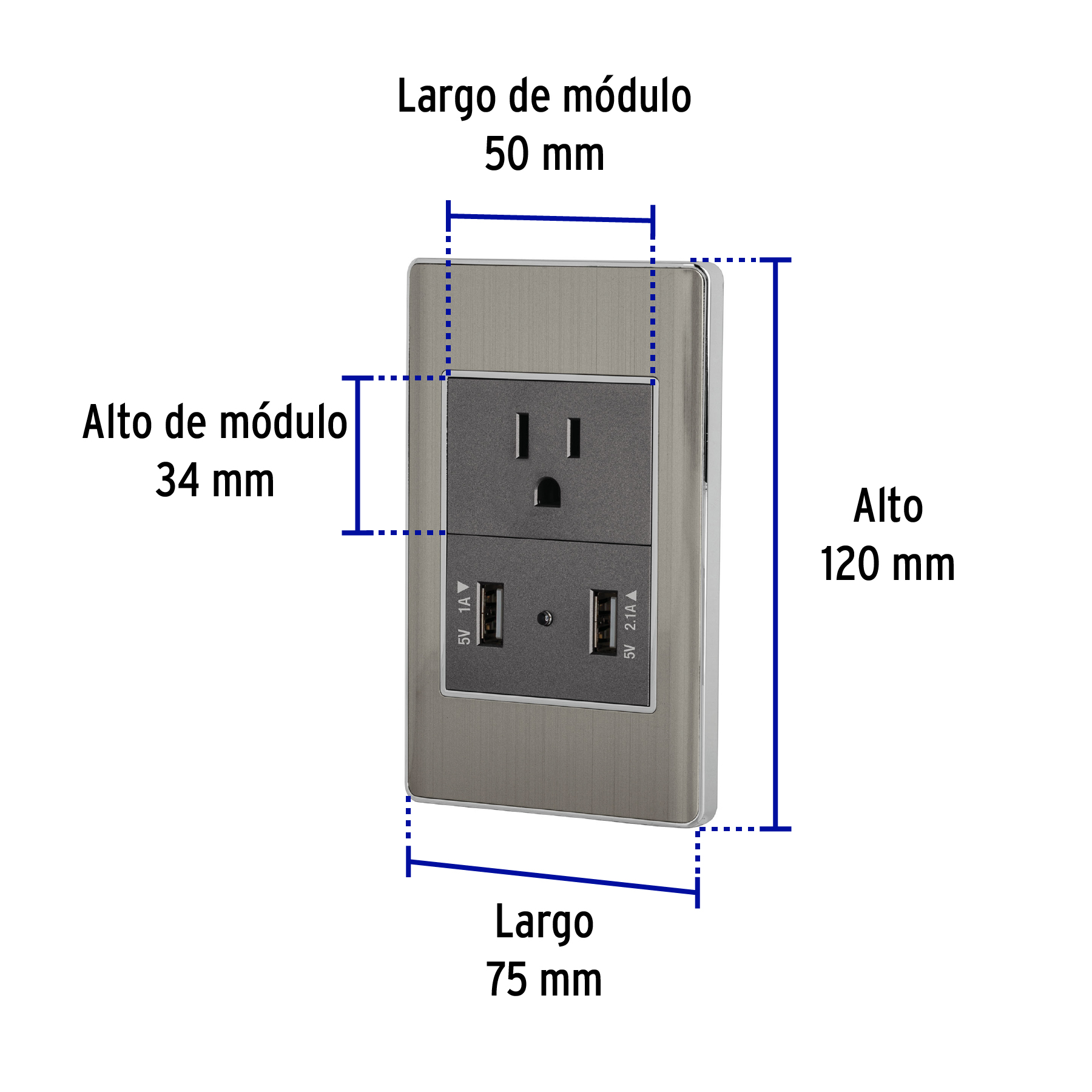 Placa Armada Acero Contacto y 2 Puertos Usb 1.5 Md, Lisboa - Image 7