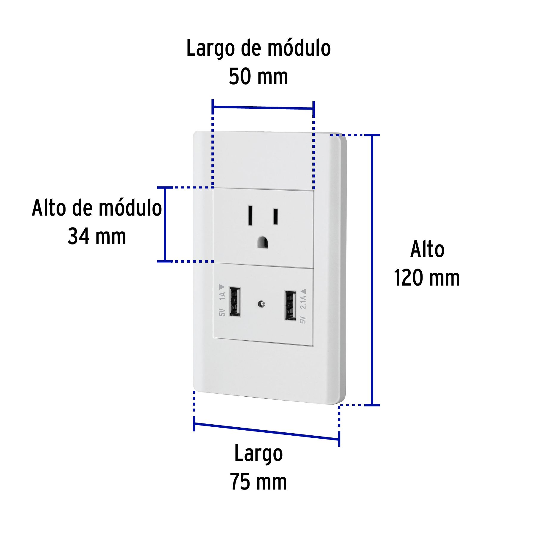 Placa Armada Blanca Contacto y 2 Puertos Usb 1.5 Md, Lisboa - Image 7