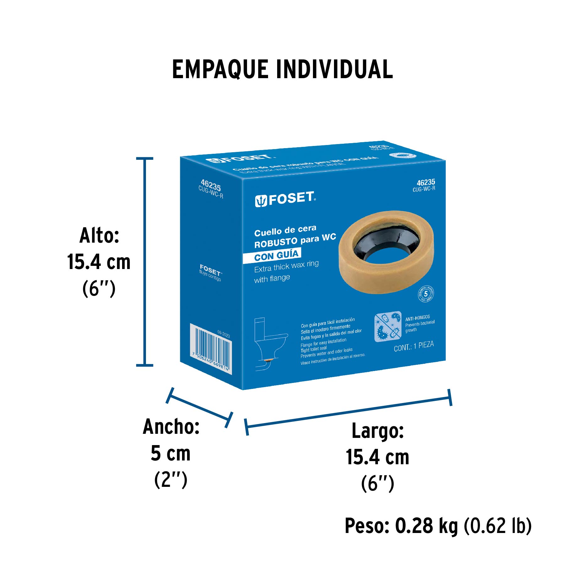 Cuello de Cera con Guía para Wc, Robusto, 250 G, Foset - Image 3