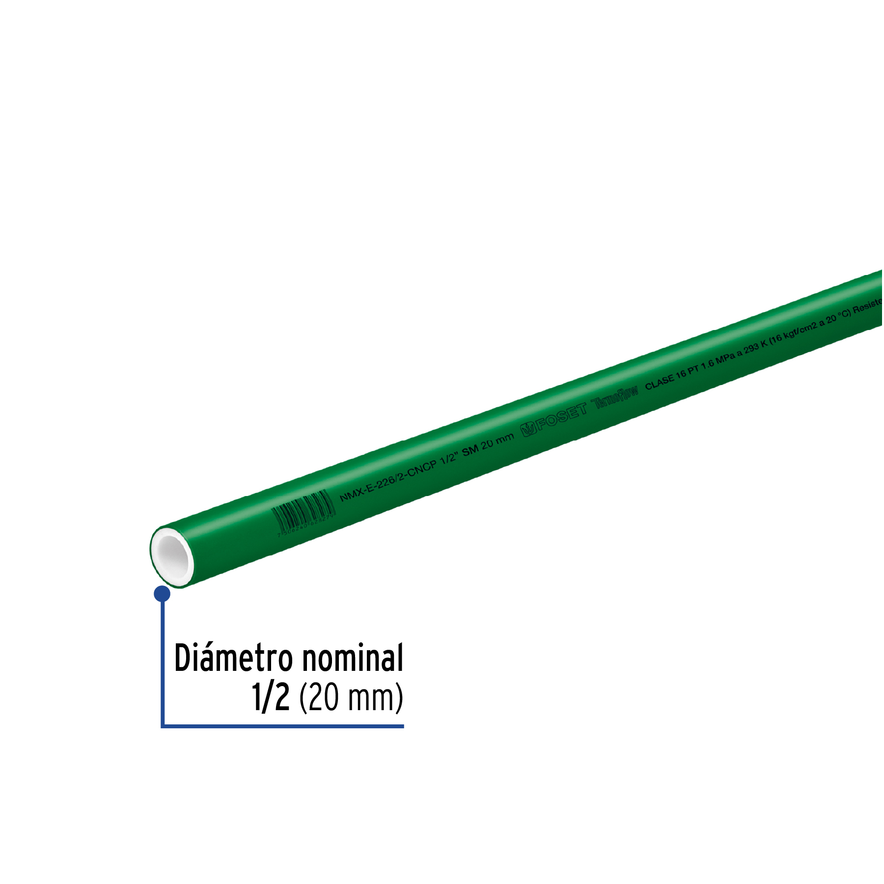 Tubo de 20MM (1/2") PPR HidrĂ¡ulico, 4m, 0.5kg, Foset - Image 4