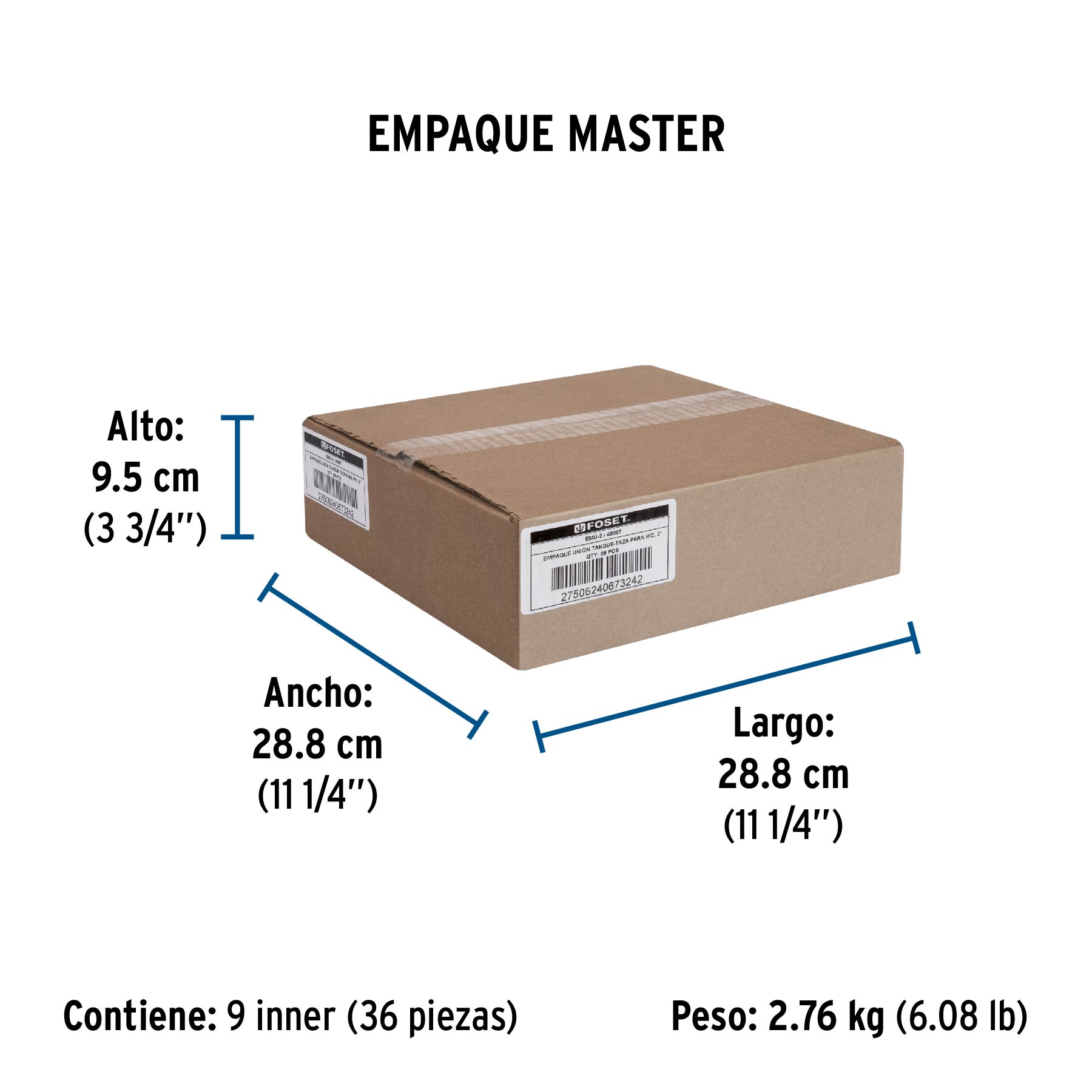 Empaque Unin Tanque-taza para Wc, 2", Foset - Image 3